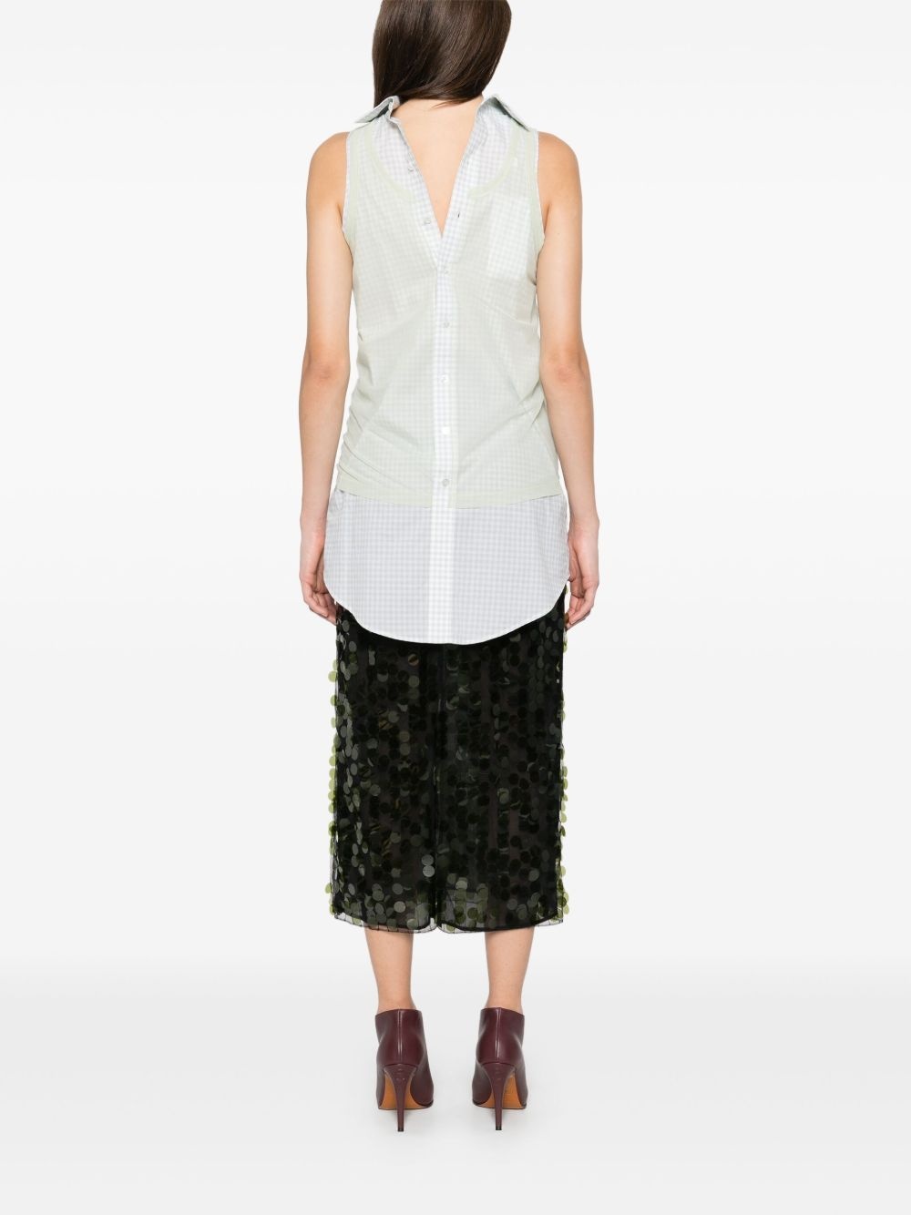 check-pattern sleeveless shirt - 4