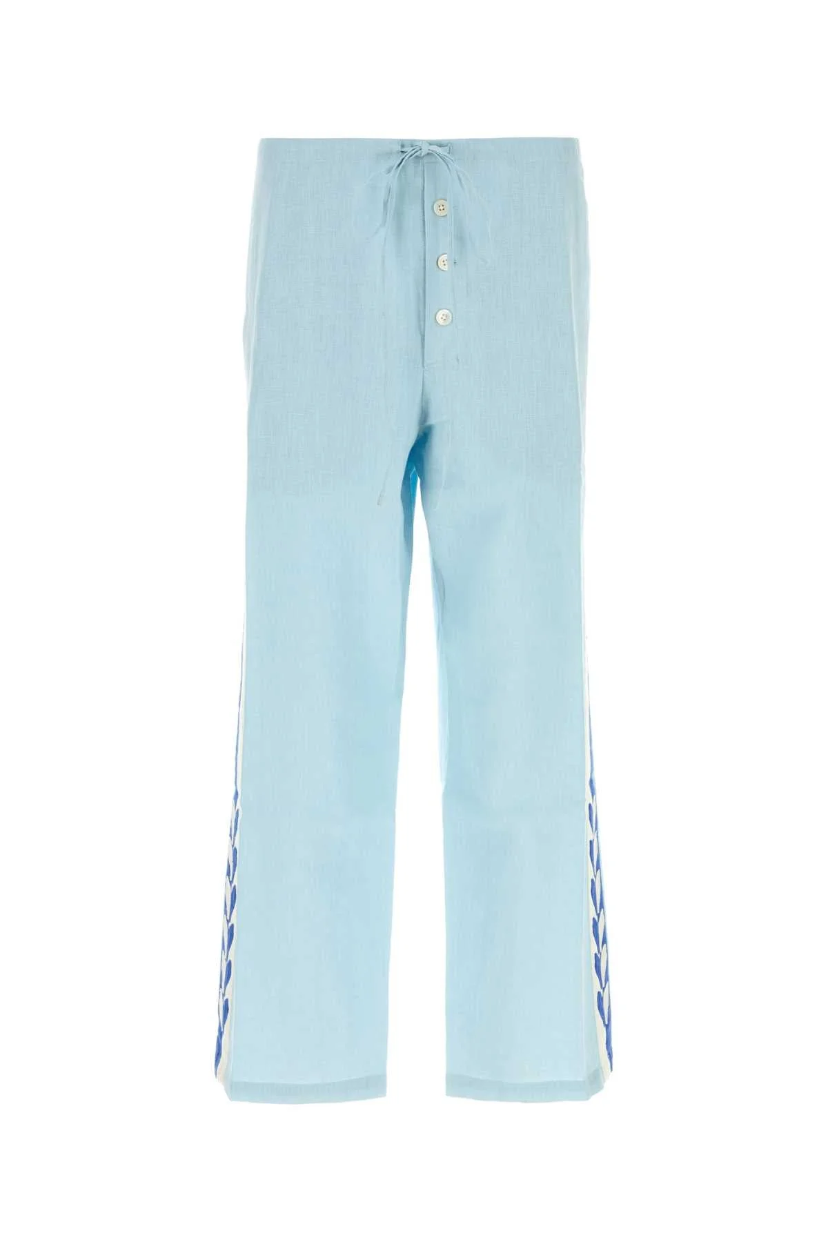 Bode Men Light Blue Linen Pant - 1