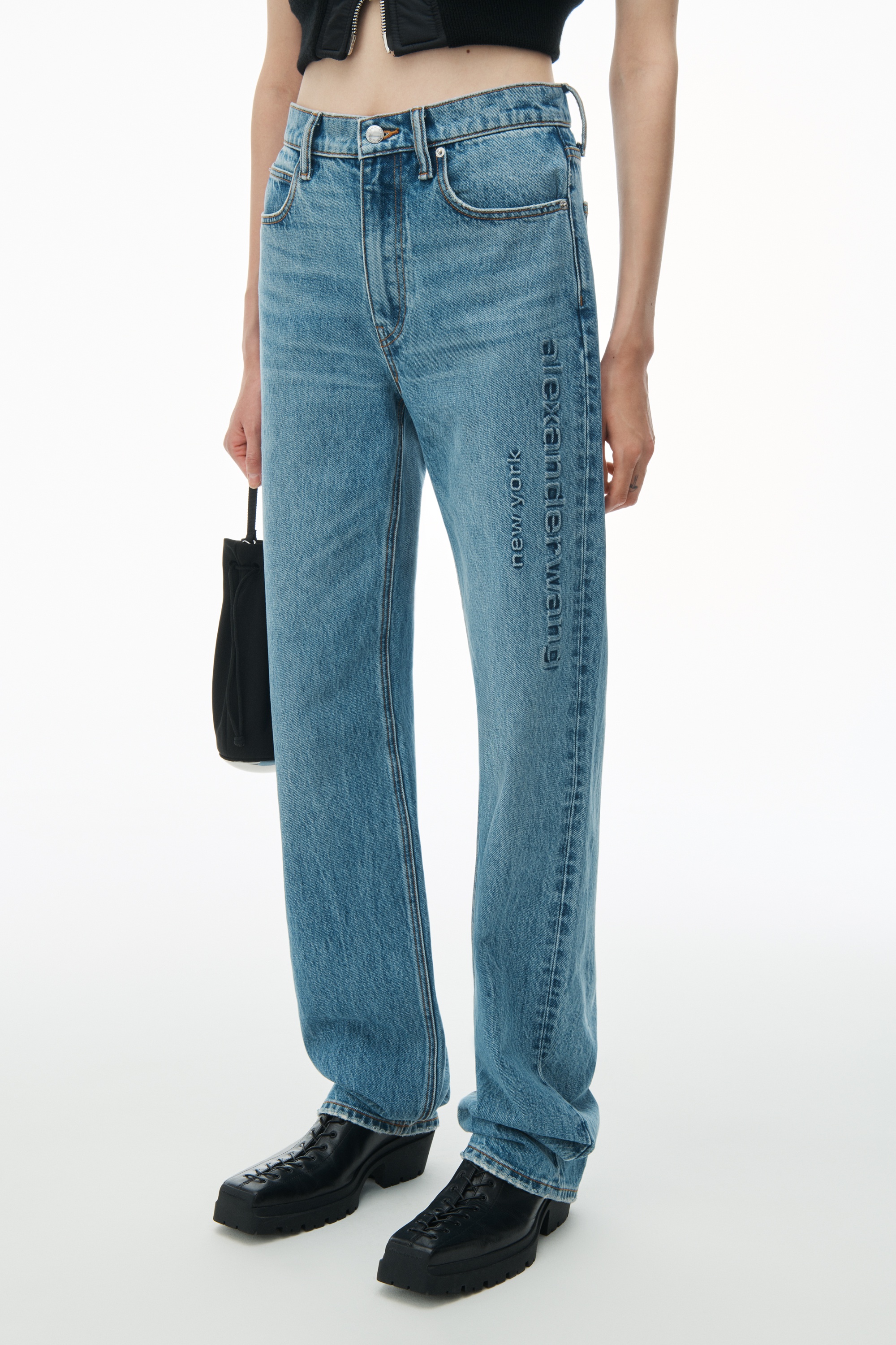 EZ Mid Rise Jean With Embossed Logo - 3