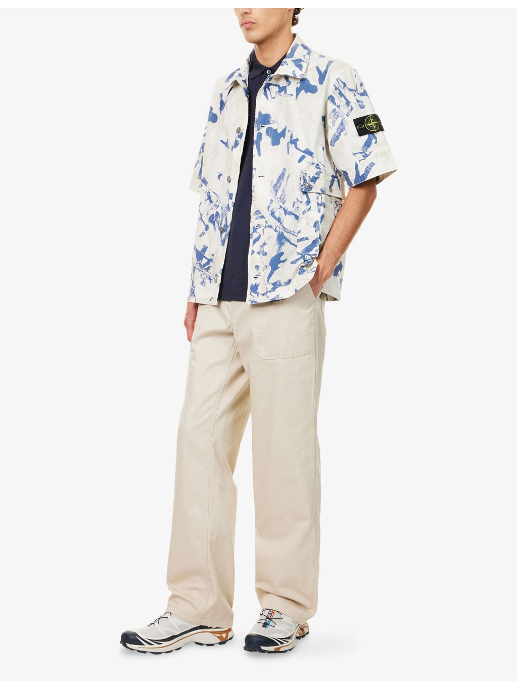 Camo Graphic-Print Patch-Pocket Stretch-Cotton Shirt - 2