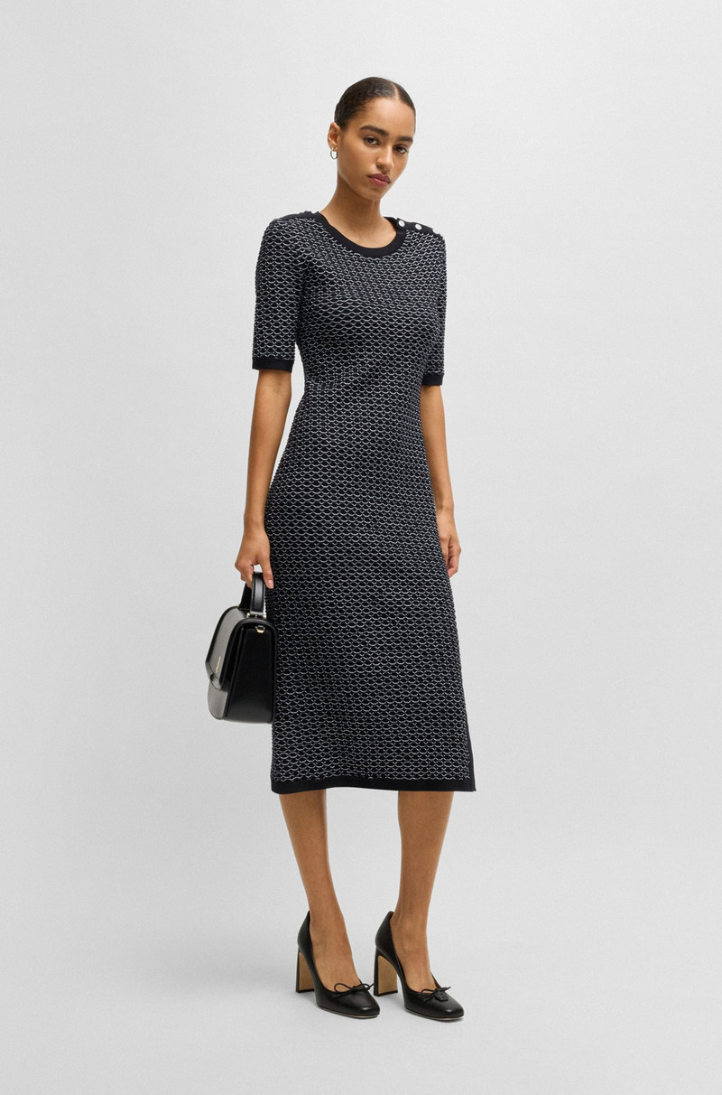 BOSS STRUCTURED-STRIPE DRESS IN STRETCH-COTTON JERSEY outlook