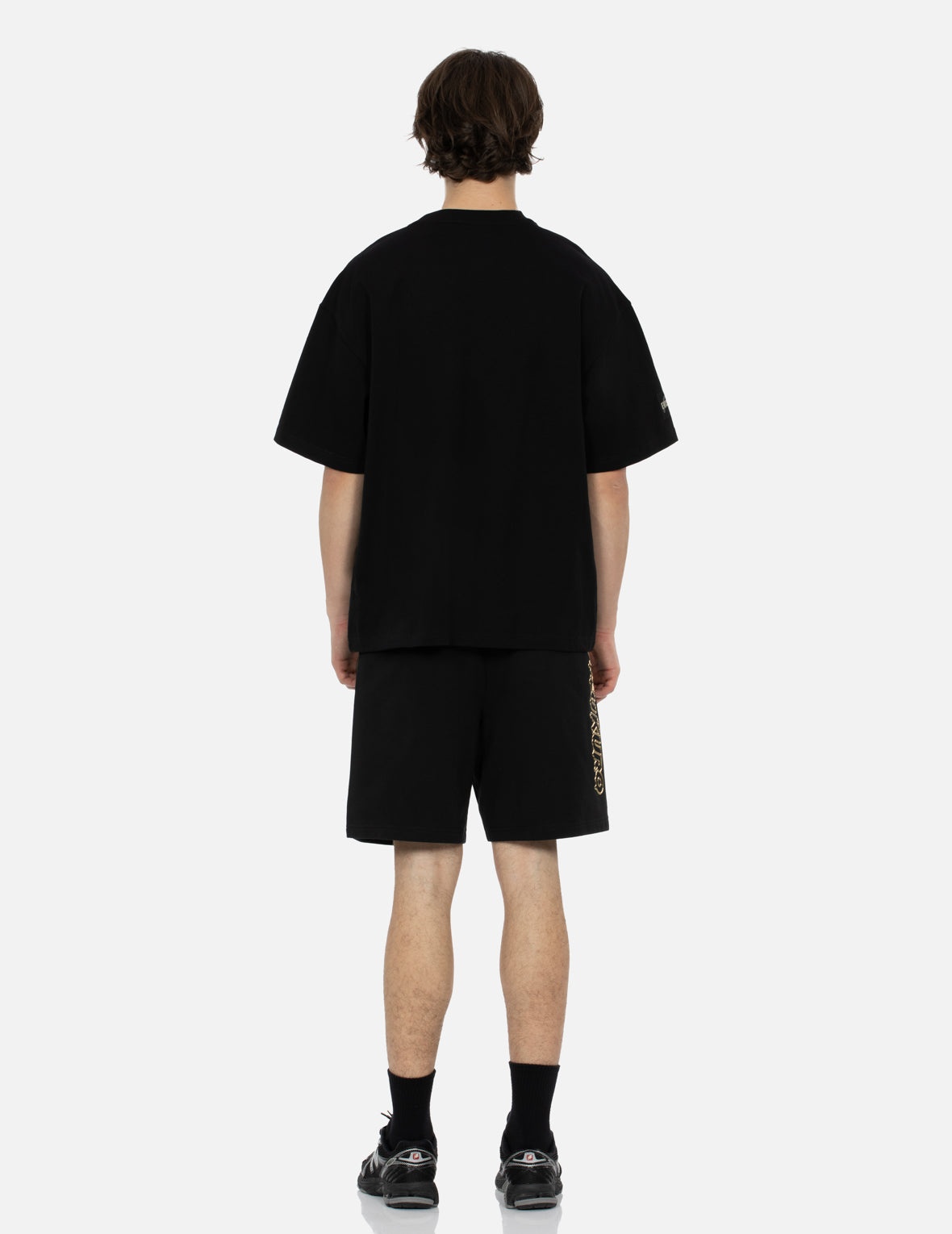 Metallic Logo Print Relax Fit Sweat Shorts - 5