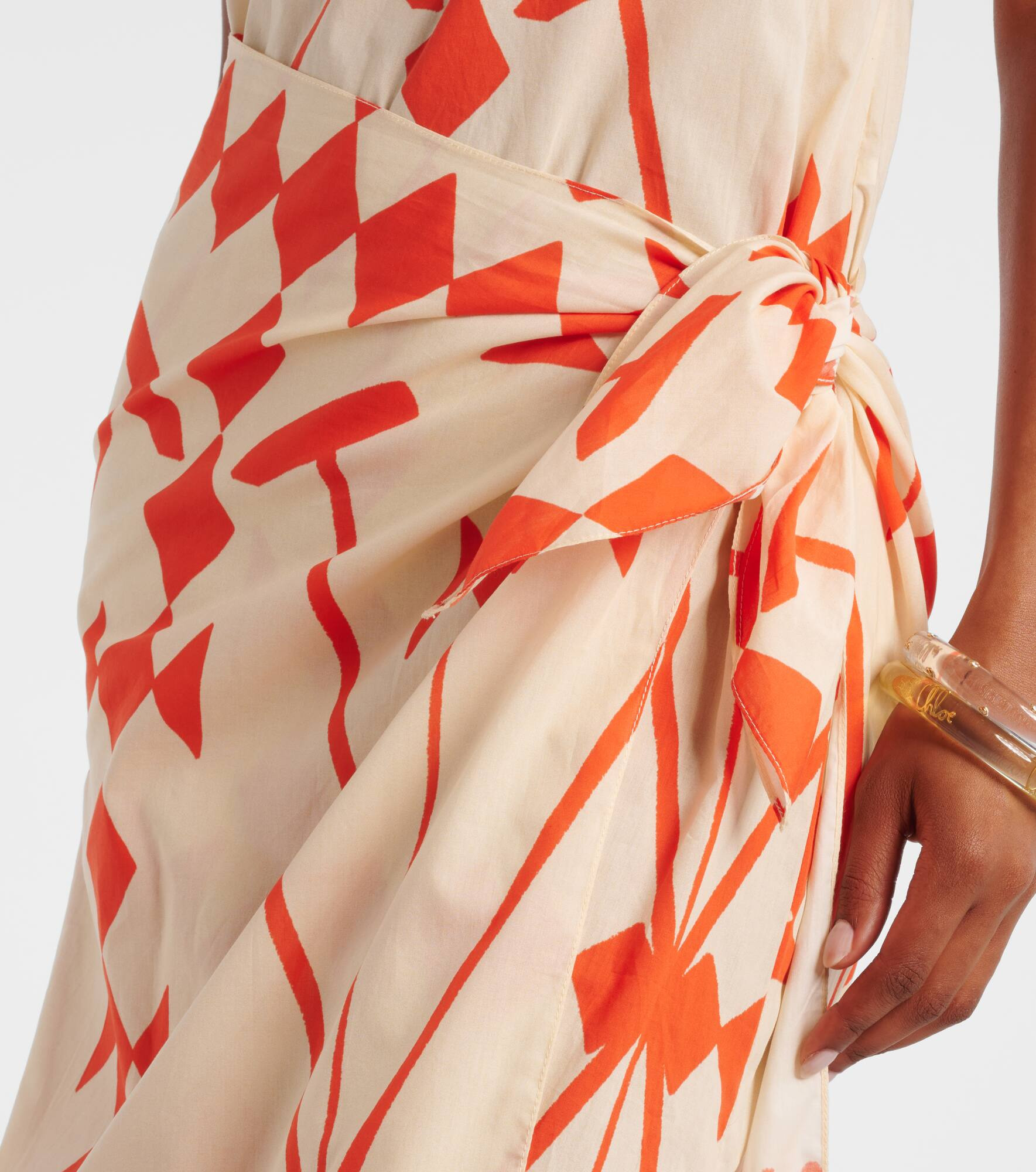 Printed cotton poplin midi dress - 5