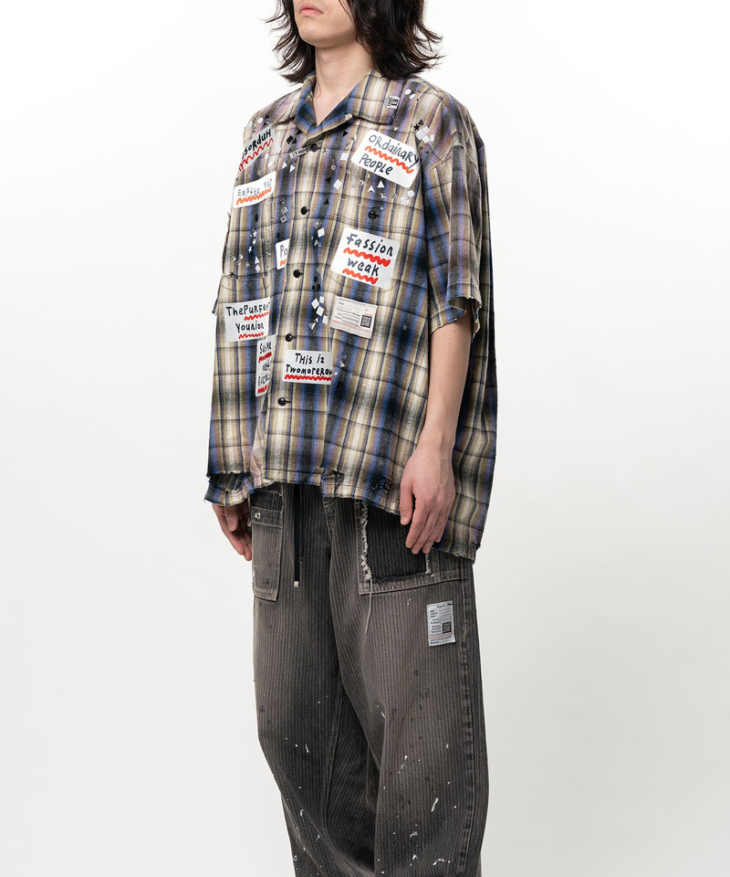 Embellished Sticker Short Sleeve Check Shirt 9