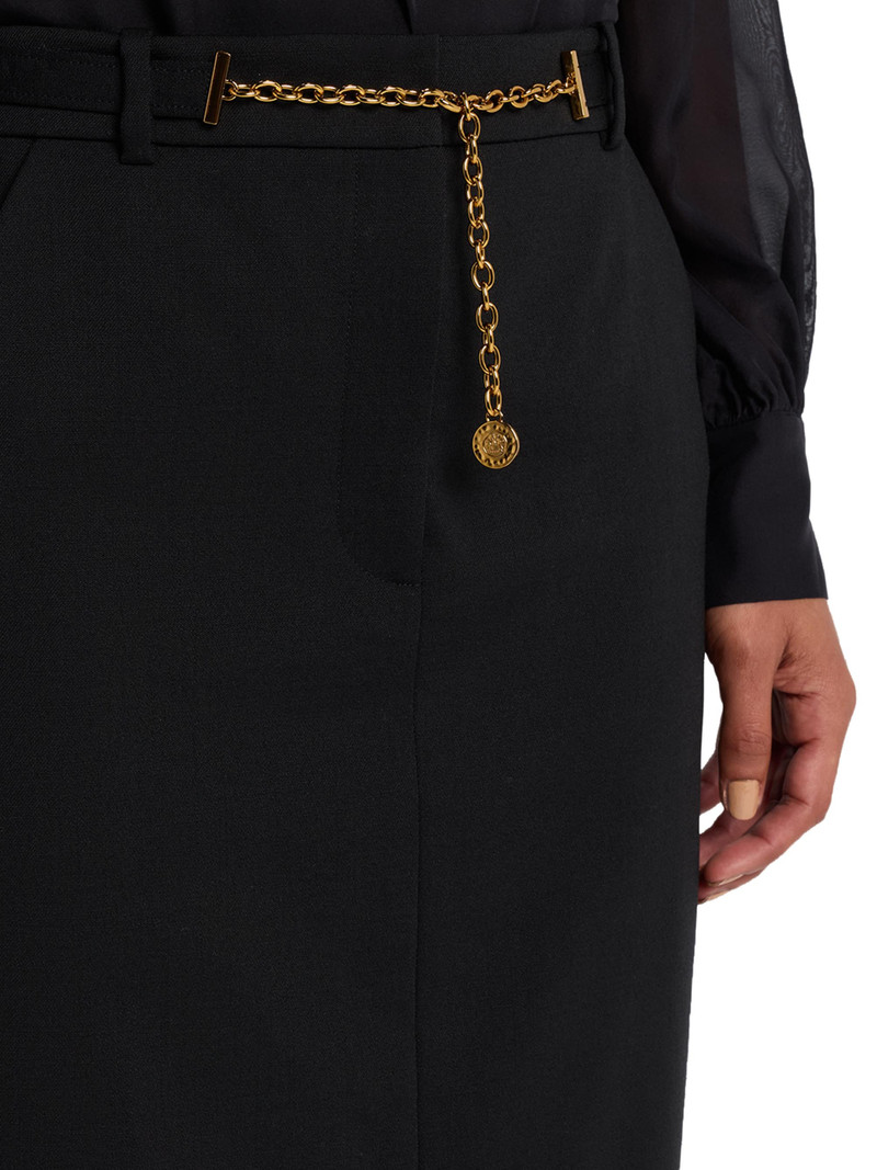 Women's Hoffman Belted Virgin-Wool Blend Midi-Skirt - Black 5