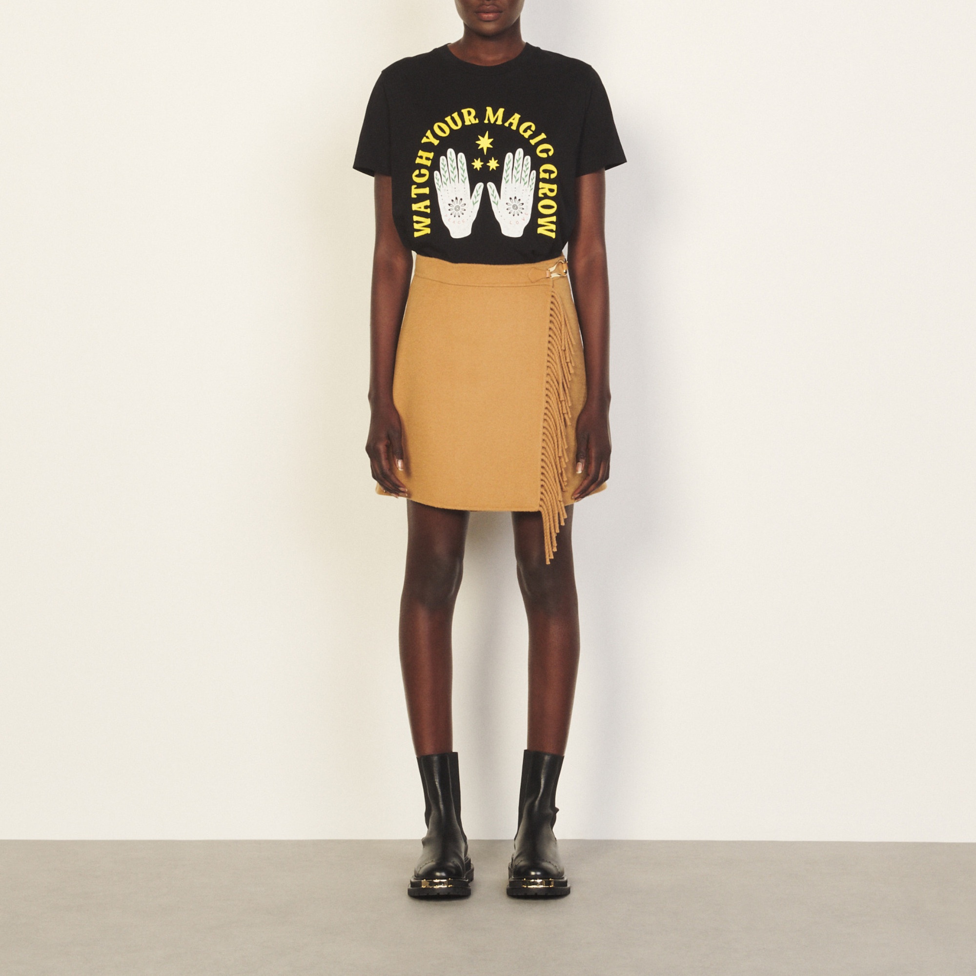 Short wool wrapover skirt - 5