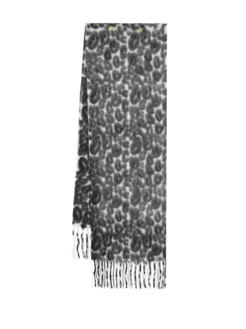 Faliero Sarti leopard-print fringed-edge scarf outlook