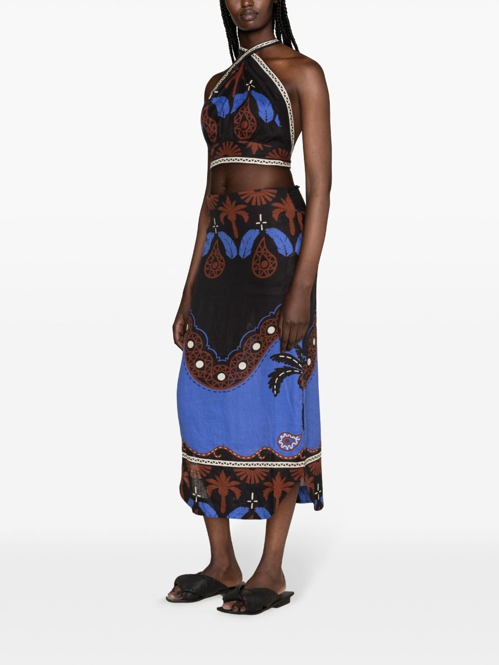 Grateful Warrior graphic-print linen top - 3