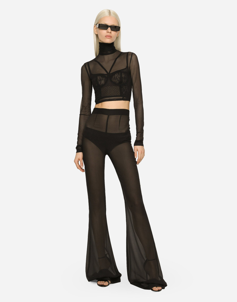 Dolce & Gabbana High-waisted flared chiffon pants outlook