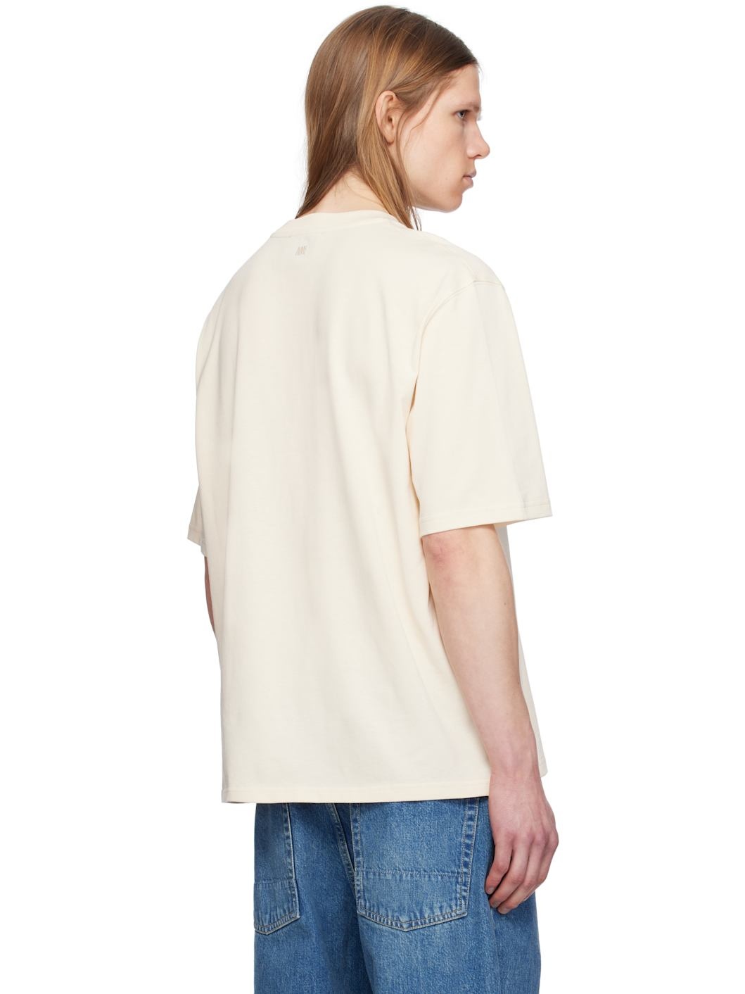 Beige Cotton 'Ami Paris' Patch T-shirt - 3