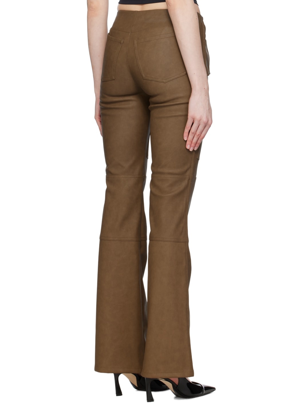 Brown Moto Faux-Leather Trousers - 3