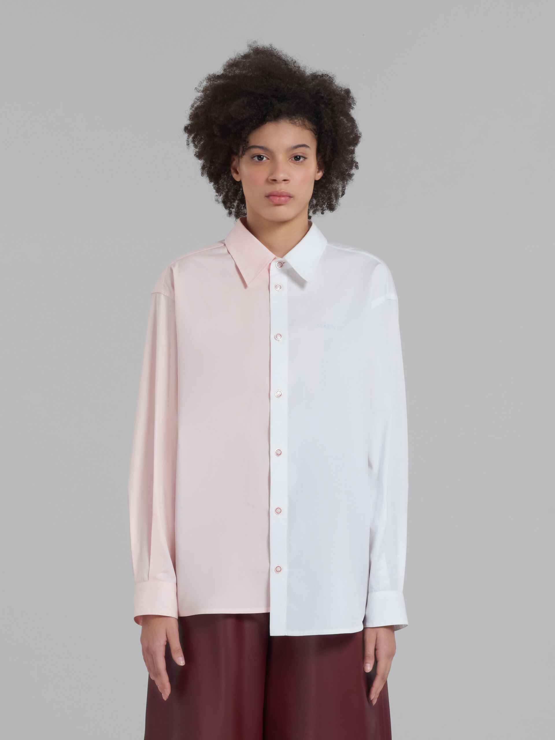 WHITE ASYMMETRIC SHIRT IN BIO POPLIN - 2