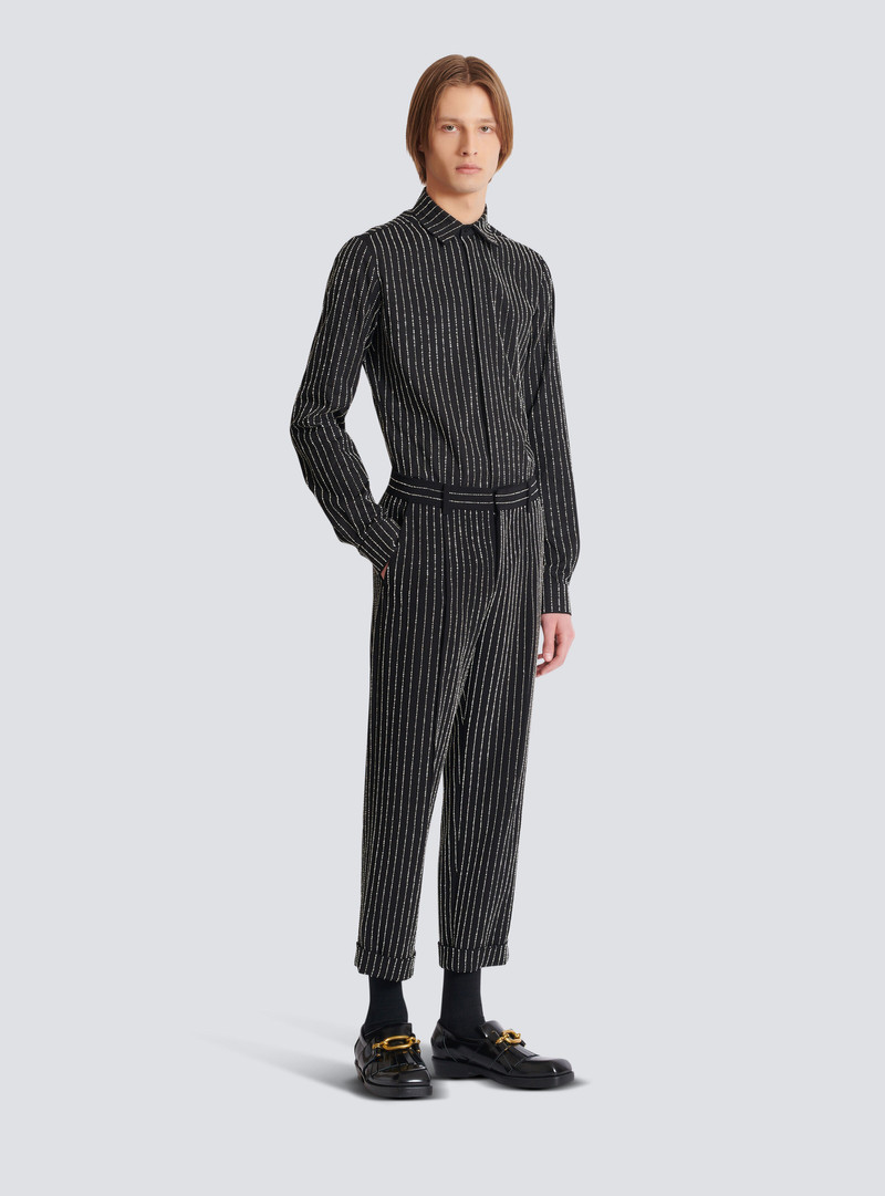 Straight-leg trousers with crystal stripes 3