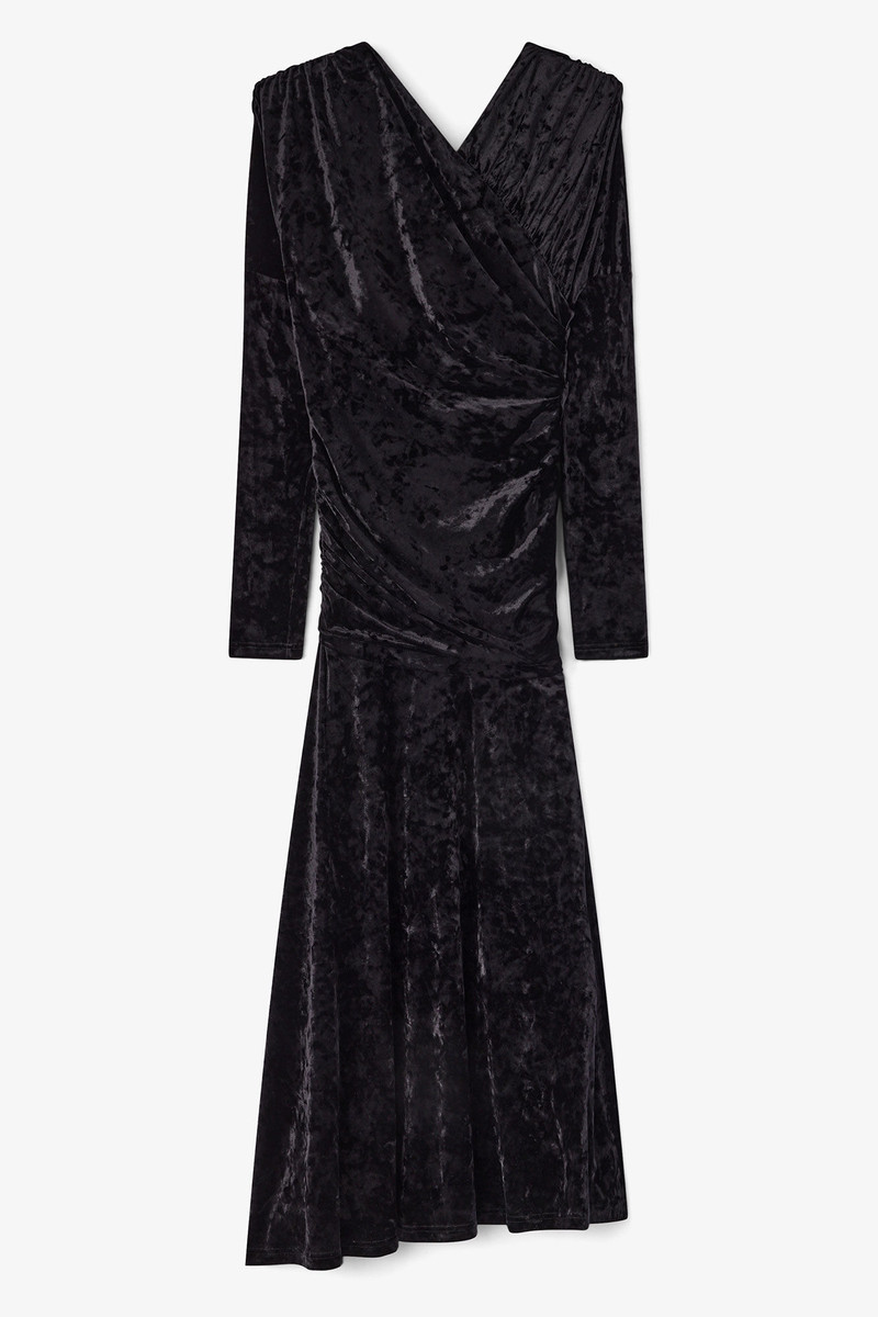 DRESS IN BLACK VELOUR RUCHED 1