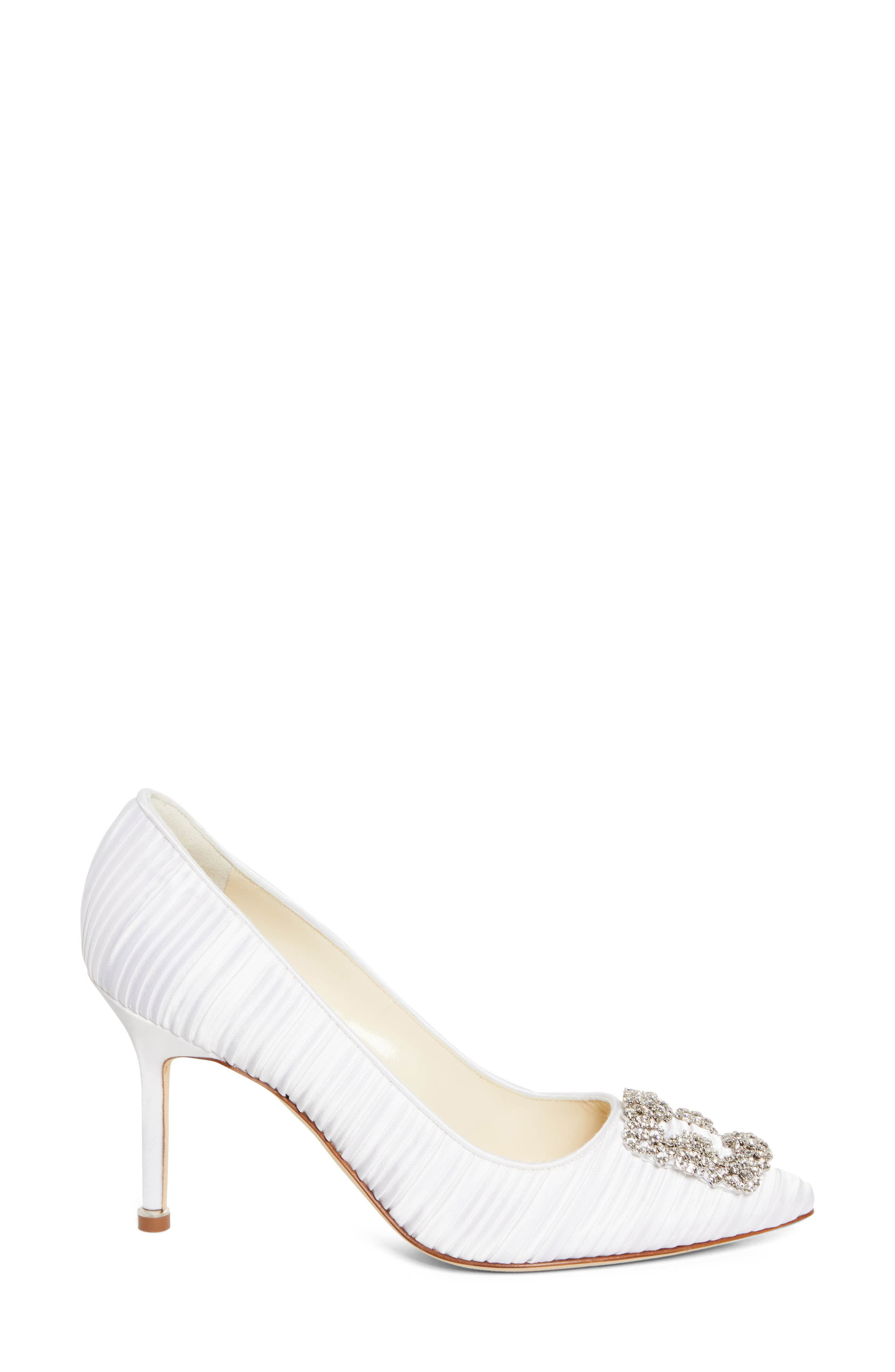 Manolo Blahnik Hangisi Crystal Buckle Pump in White Multi at Nordstrom - 3