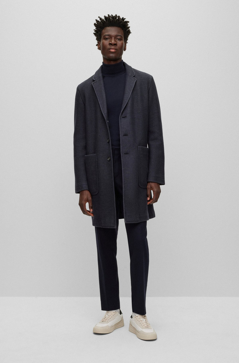 BOSS SLIM-FIT COAT IN A MICRO-PATTERNED WOOL BLEND outlook