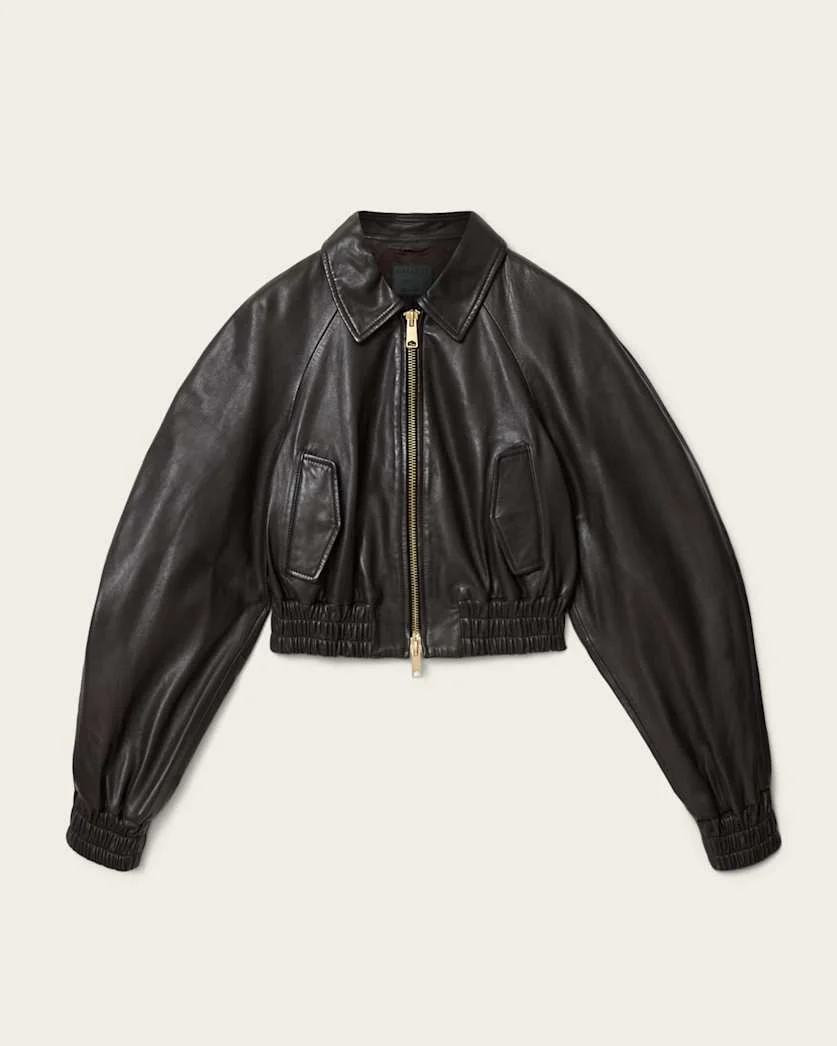 ANOUK CROPPED LEATHER BOMBER JACKET - 1