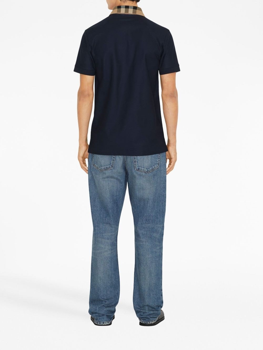 Check collar cotton polo shirt - 2