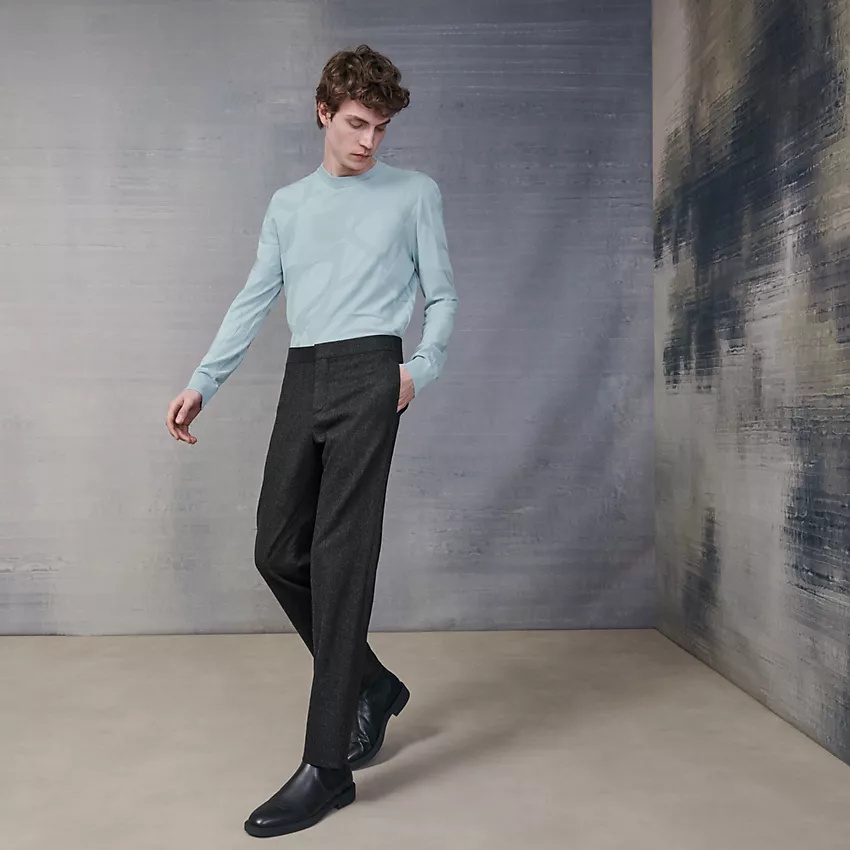 Saint Germain fitted pants with leather detail - 3
