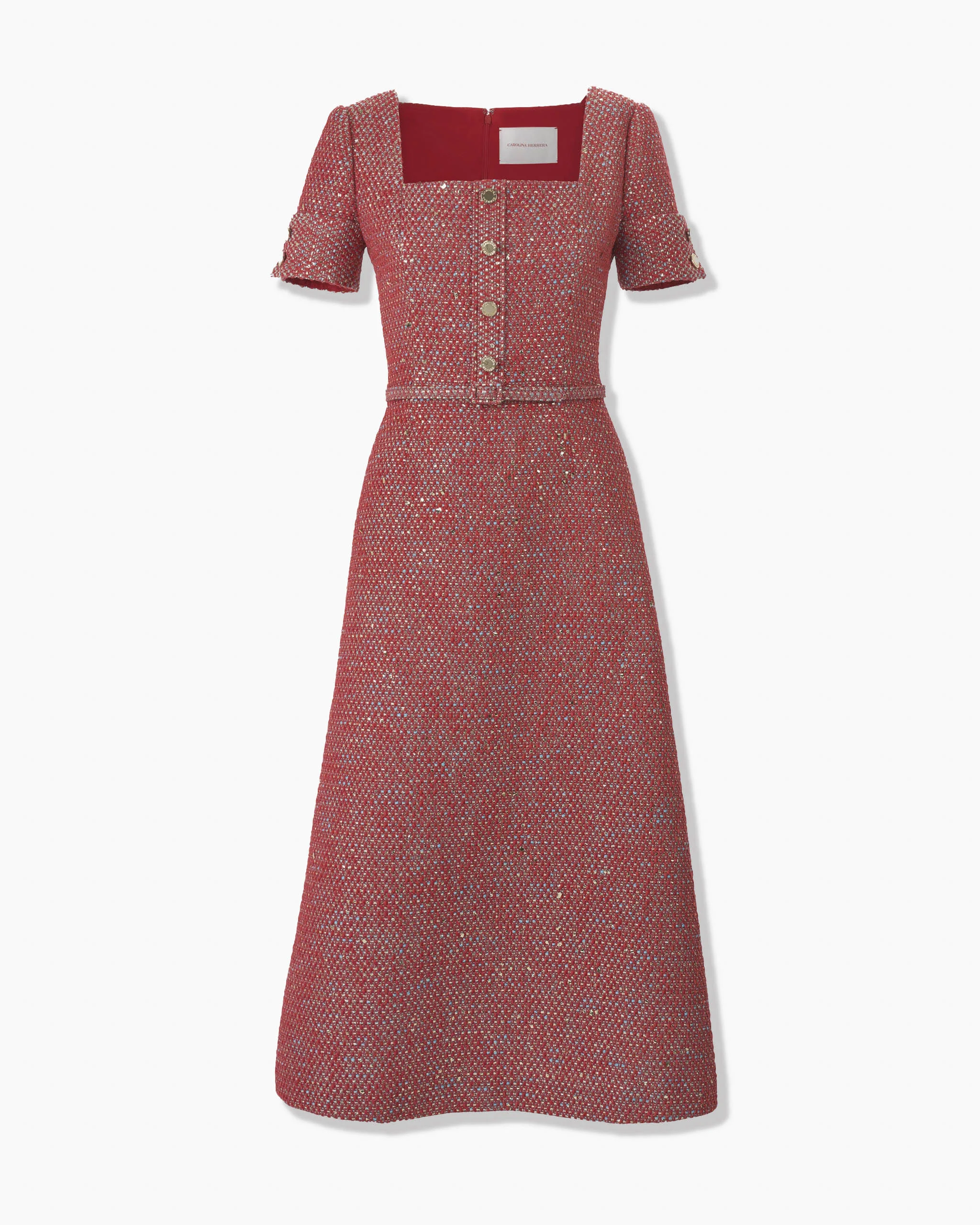 Lurex Tweed A-Line Midi Dress - 1