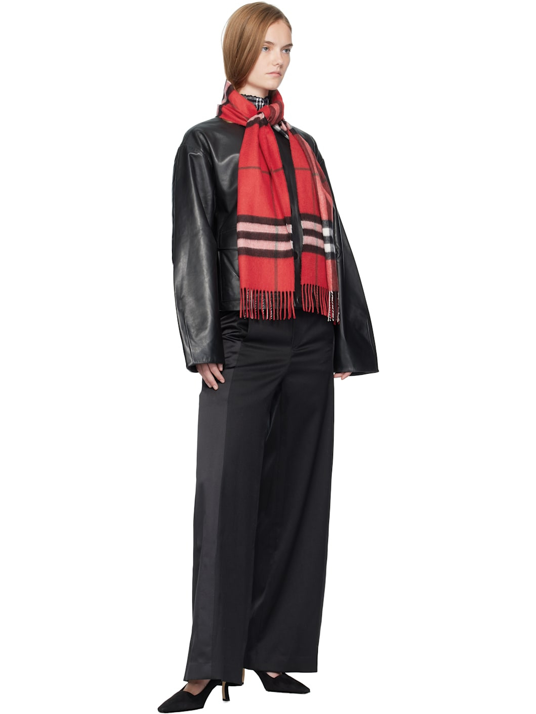 Red Check Cashmere Scarf - 2