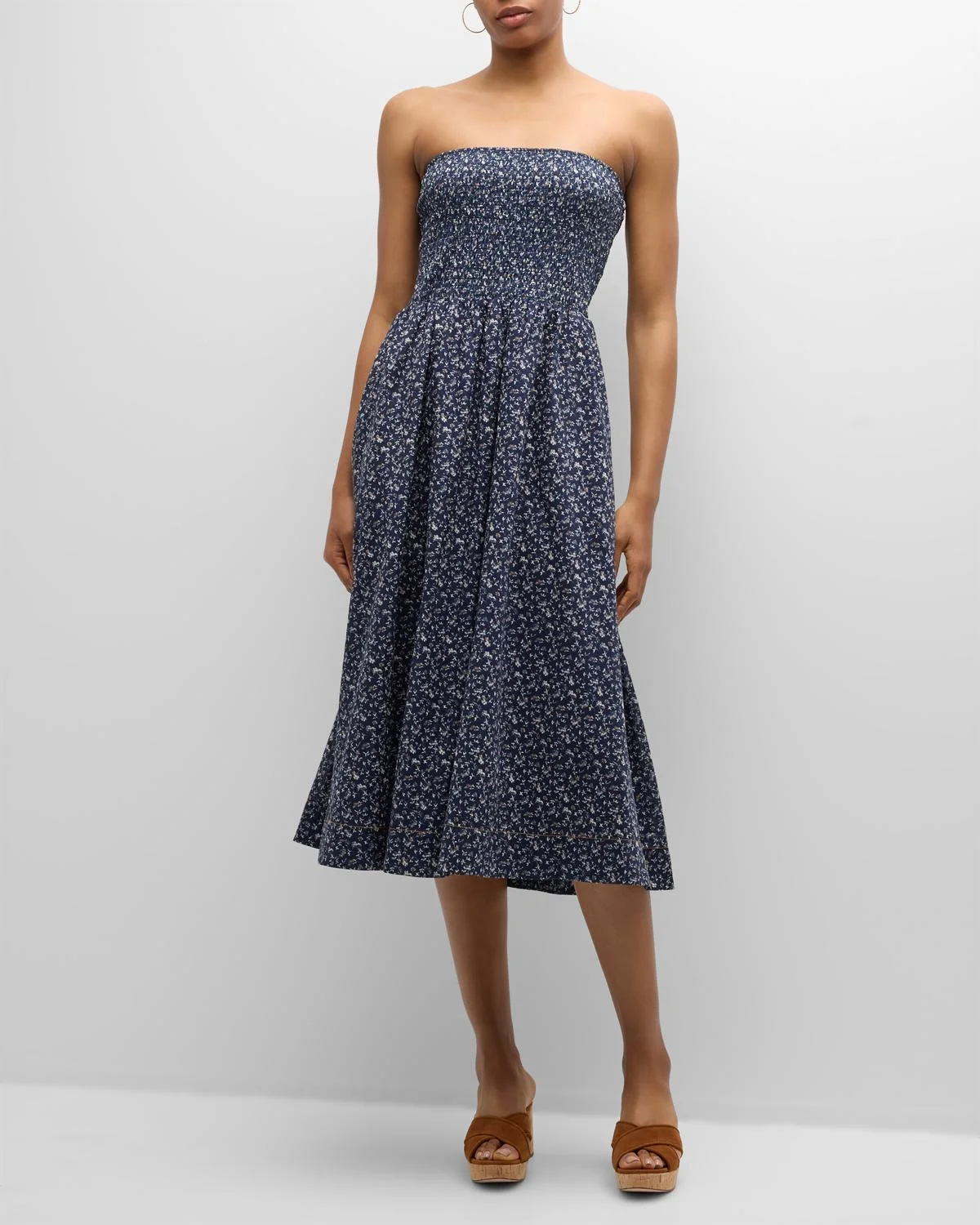 Cornelia Strapless Floral Midi Dress - 1