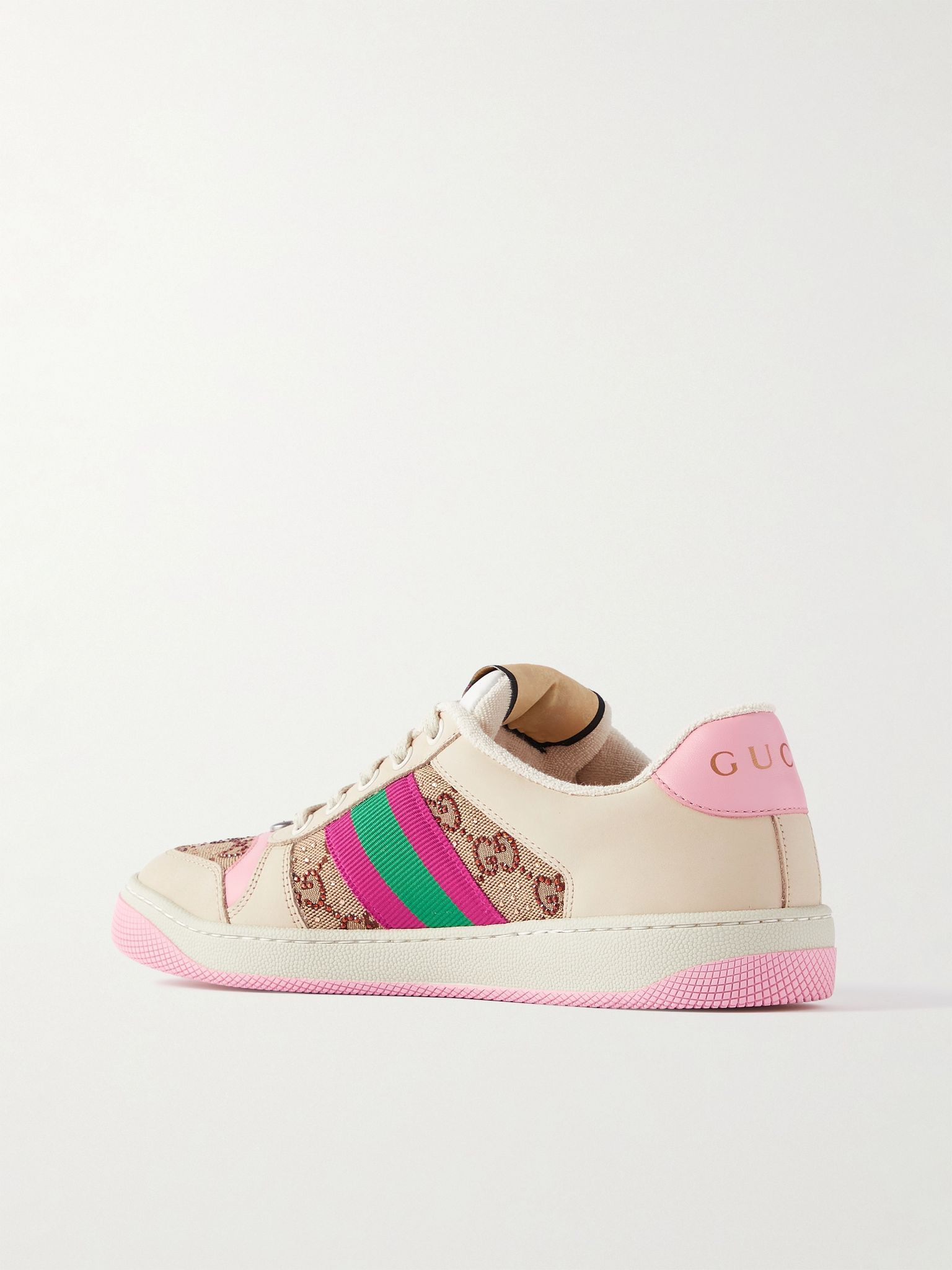 Screener embellished canvas and leather sneakers Neutral - 3