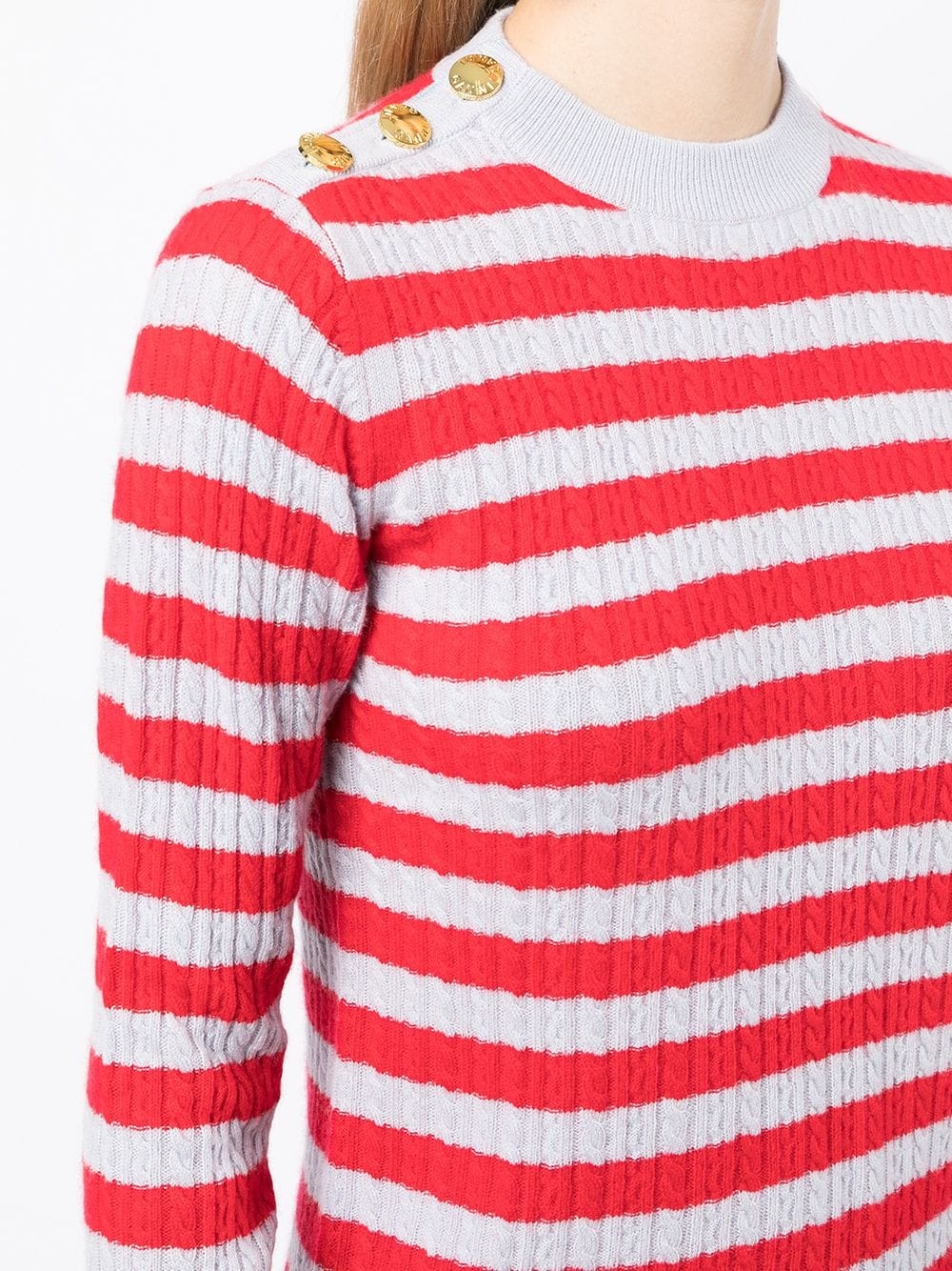 striped cable knit jumper - 5