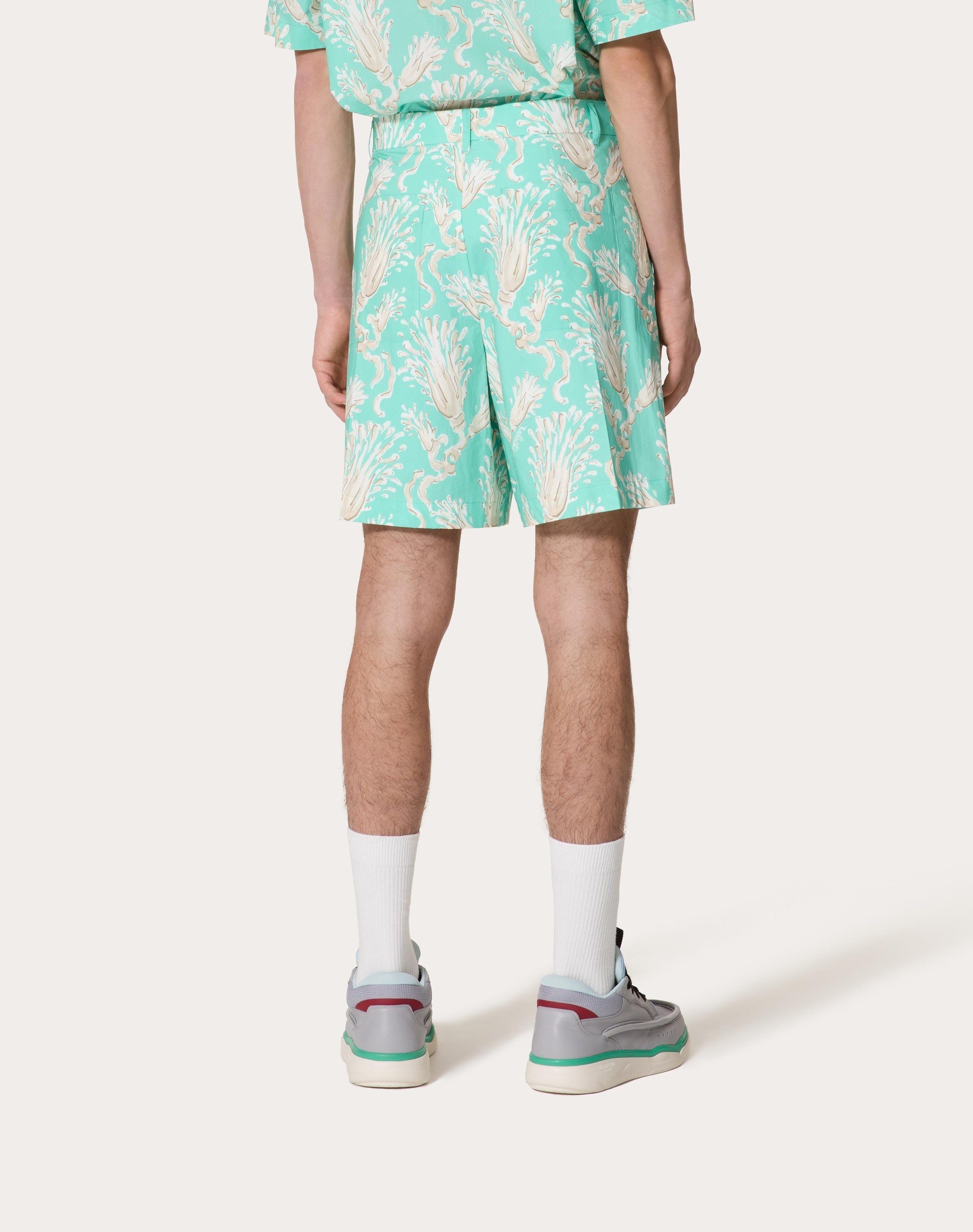 COTTON POPLIN BERMUDA SHORTS WITH METAMORPHOS WHEATSHEAF PRINT - 4