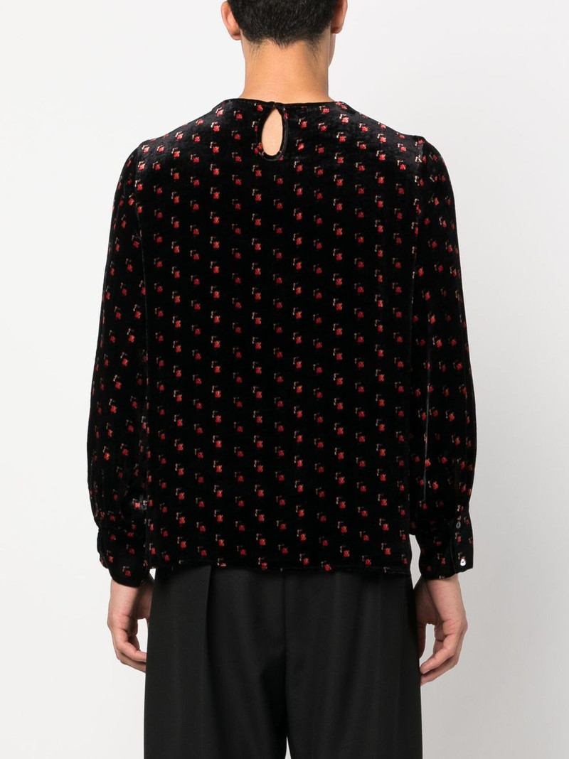 velour graphic-print blouse 5
