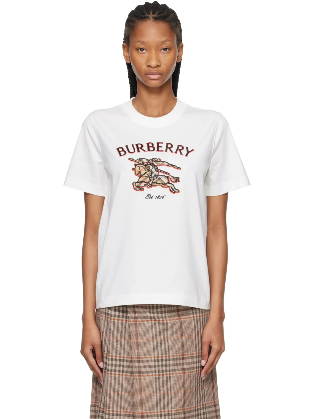 White Knight Check Cotton T-shirt - 1
