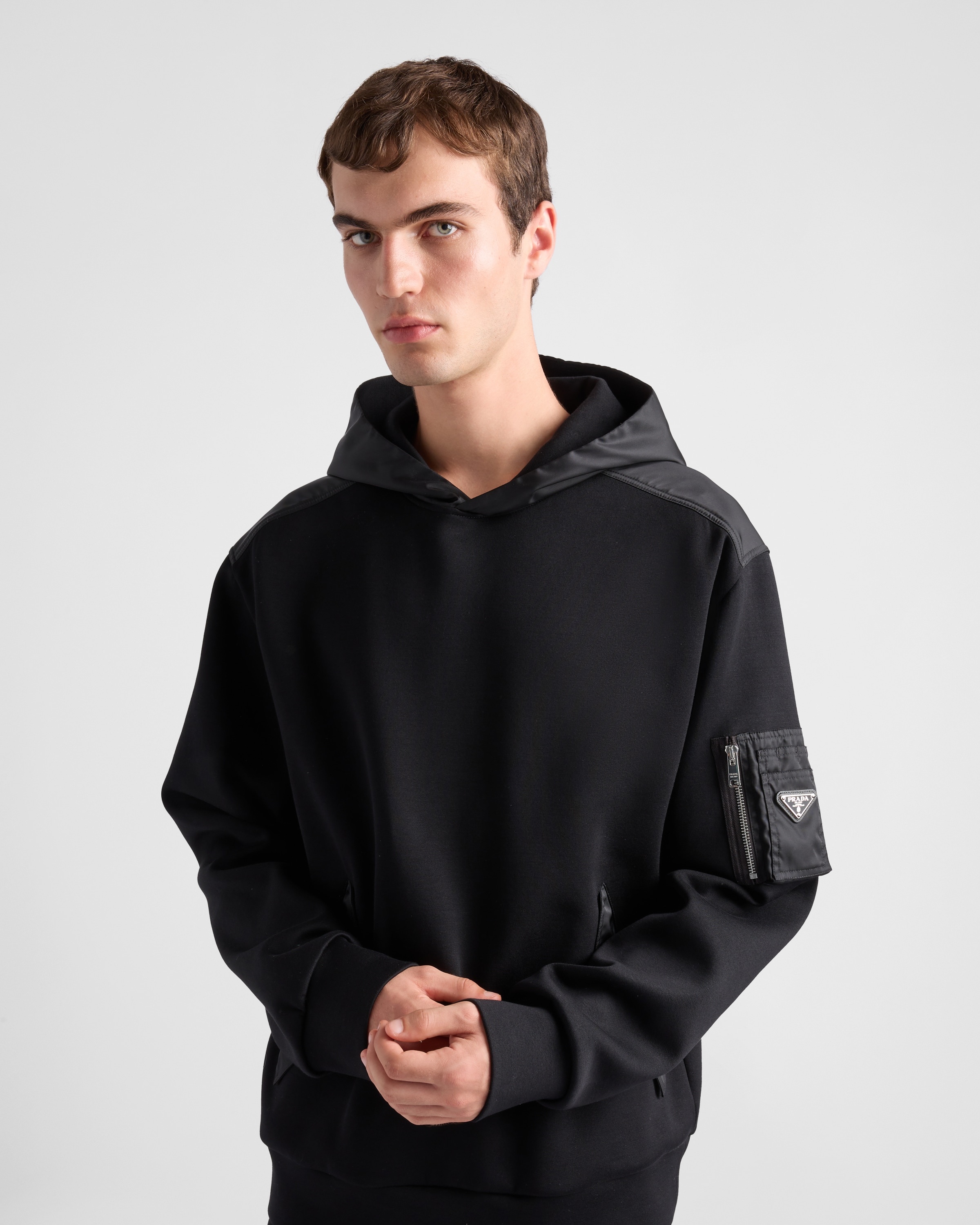 Cotton fleece and Re-Nylon hoodie - 4