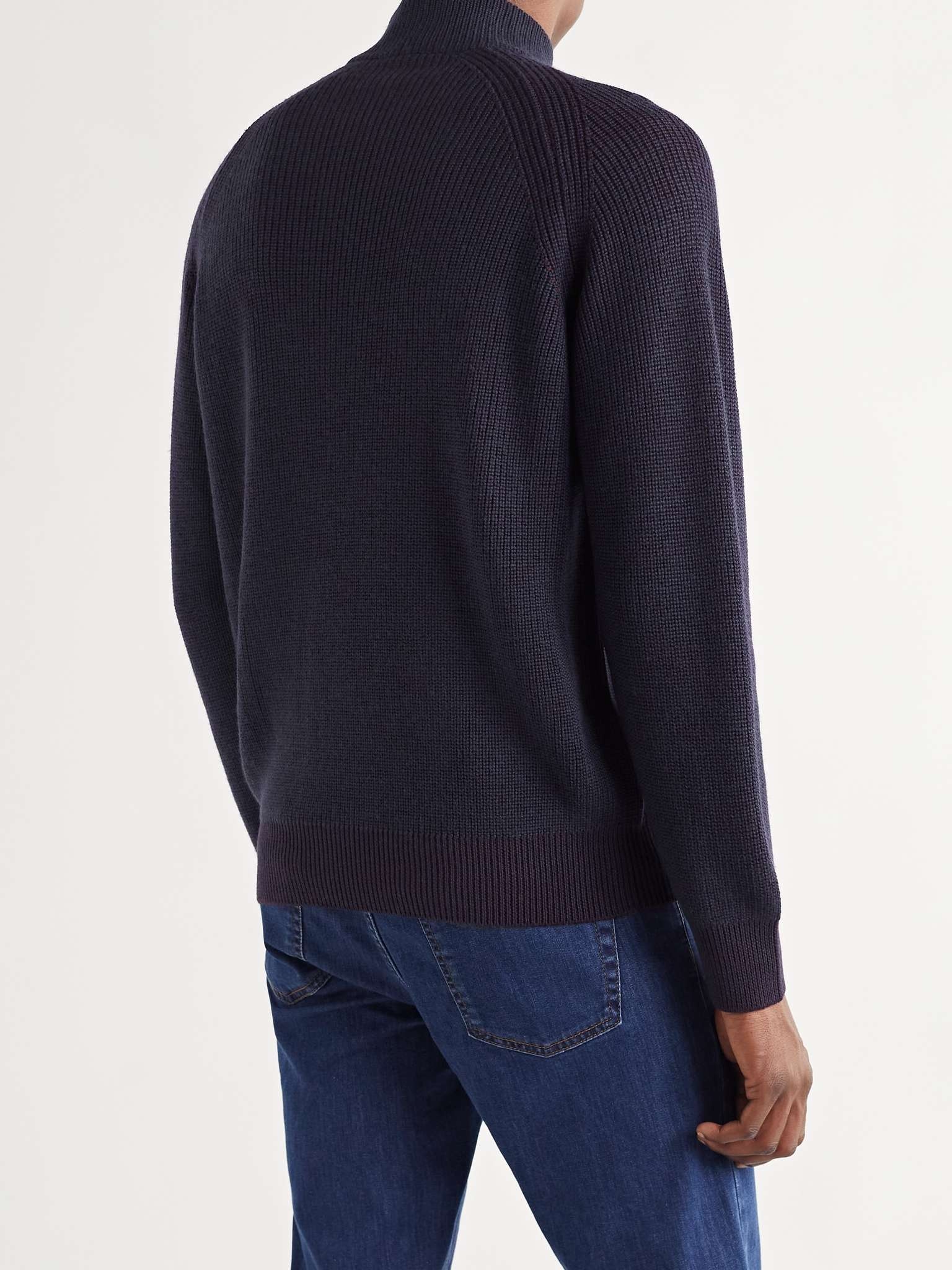 Ribbed Merino Wool Mock-Neck Sweater - 4