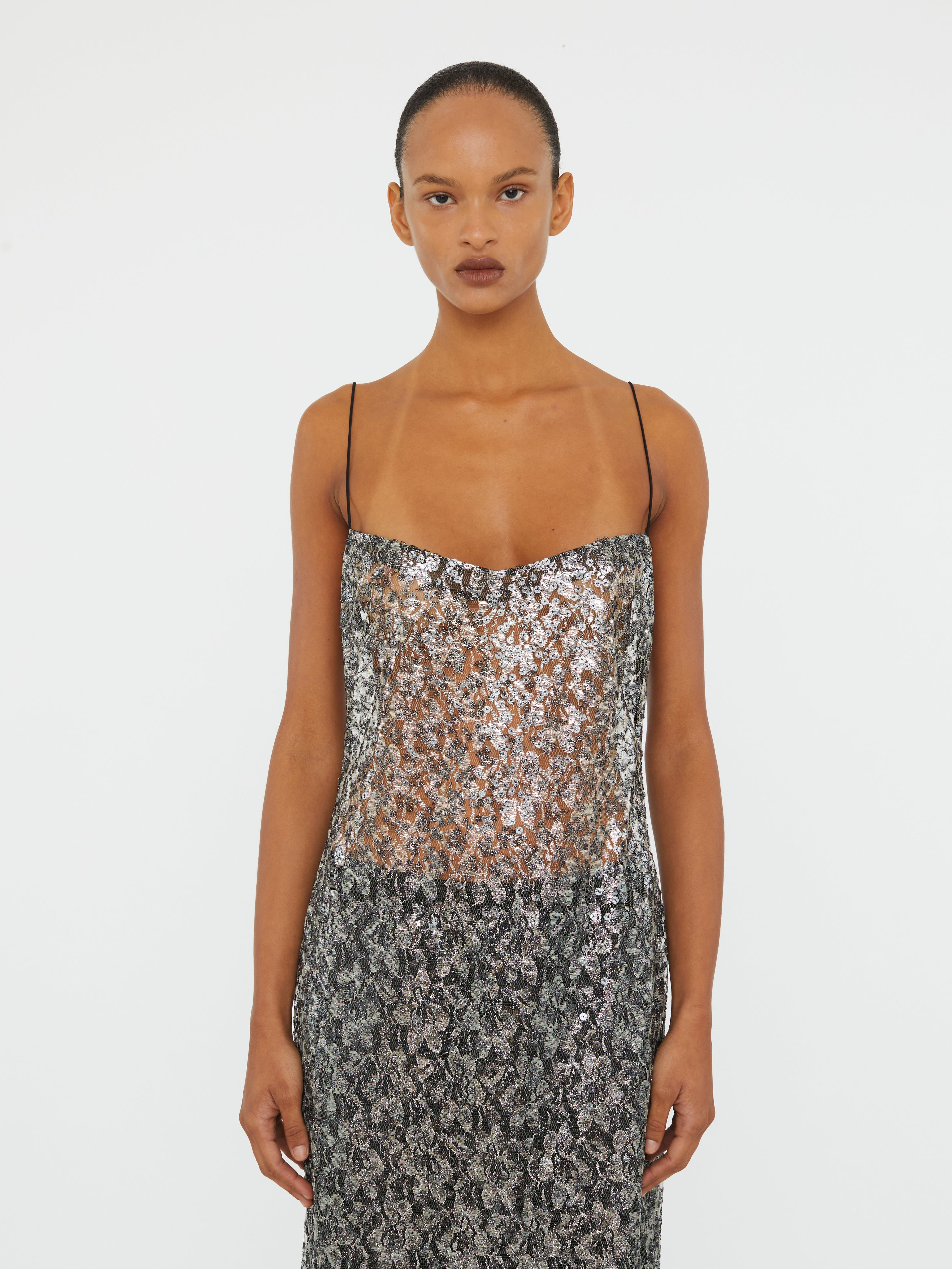 Sequined Lace Cami Dress - 3