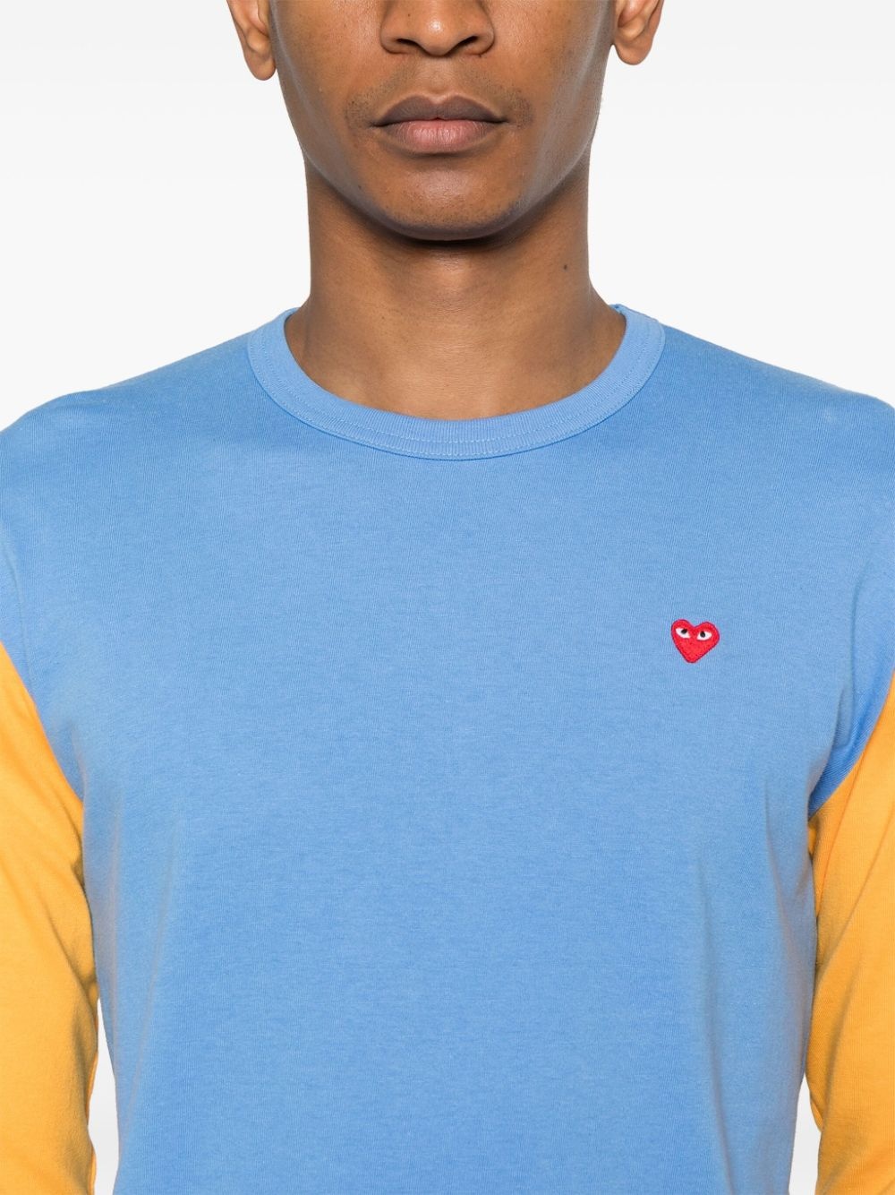 heart-patch two-tone T-shirt - 5