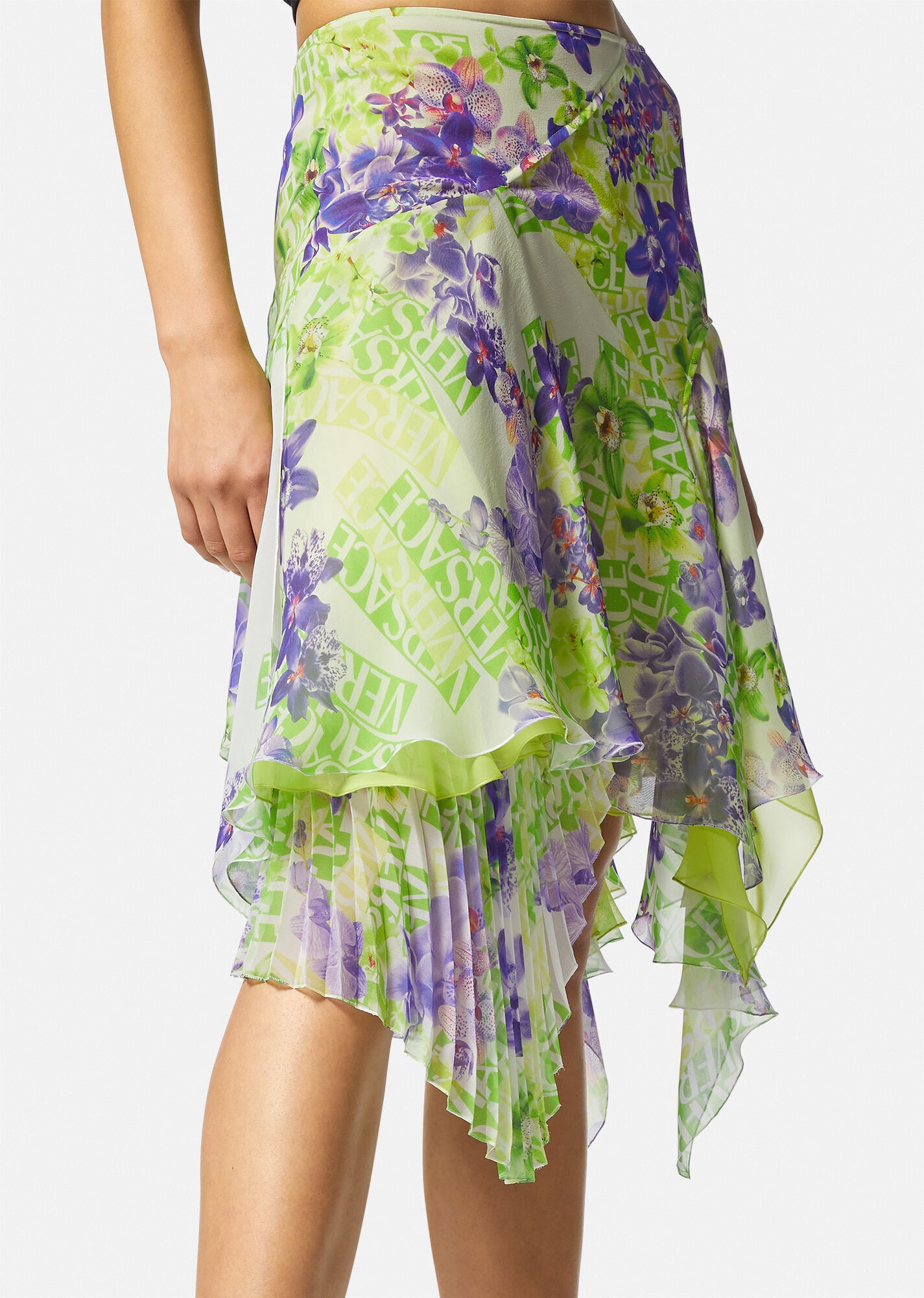 Logo Orchid Silk Skirt - 5