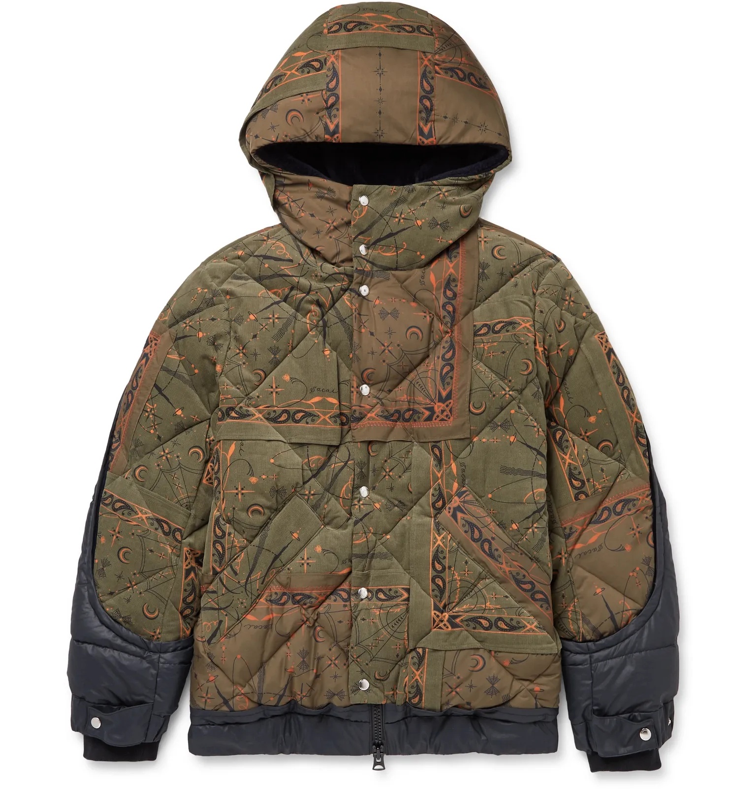 + Dr. Woo Hooded Bandana-Print Quilted Cotton-Corduroy and Shell Jacket - 1