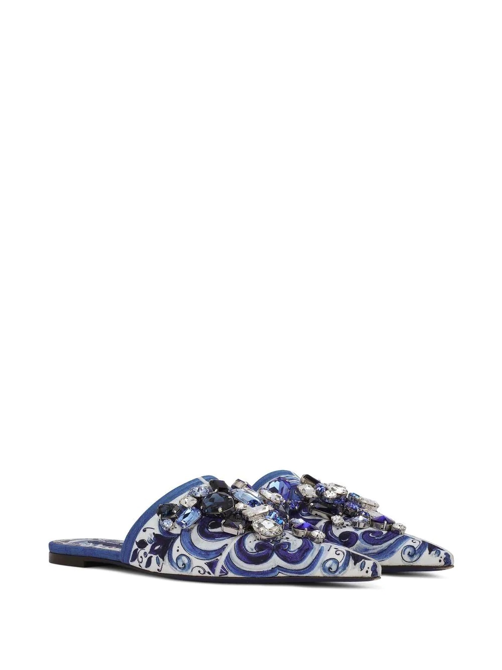 embellished jacquard slippers - 2