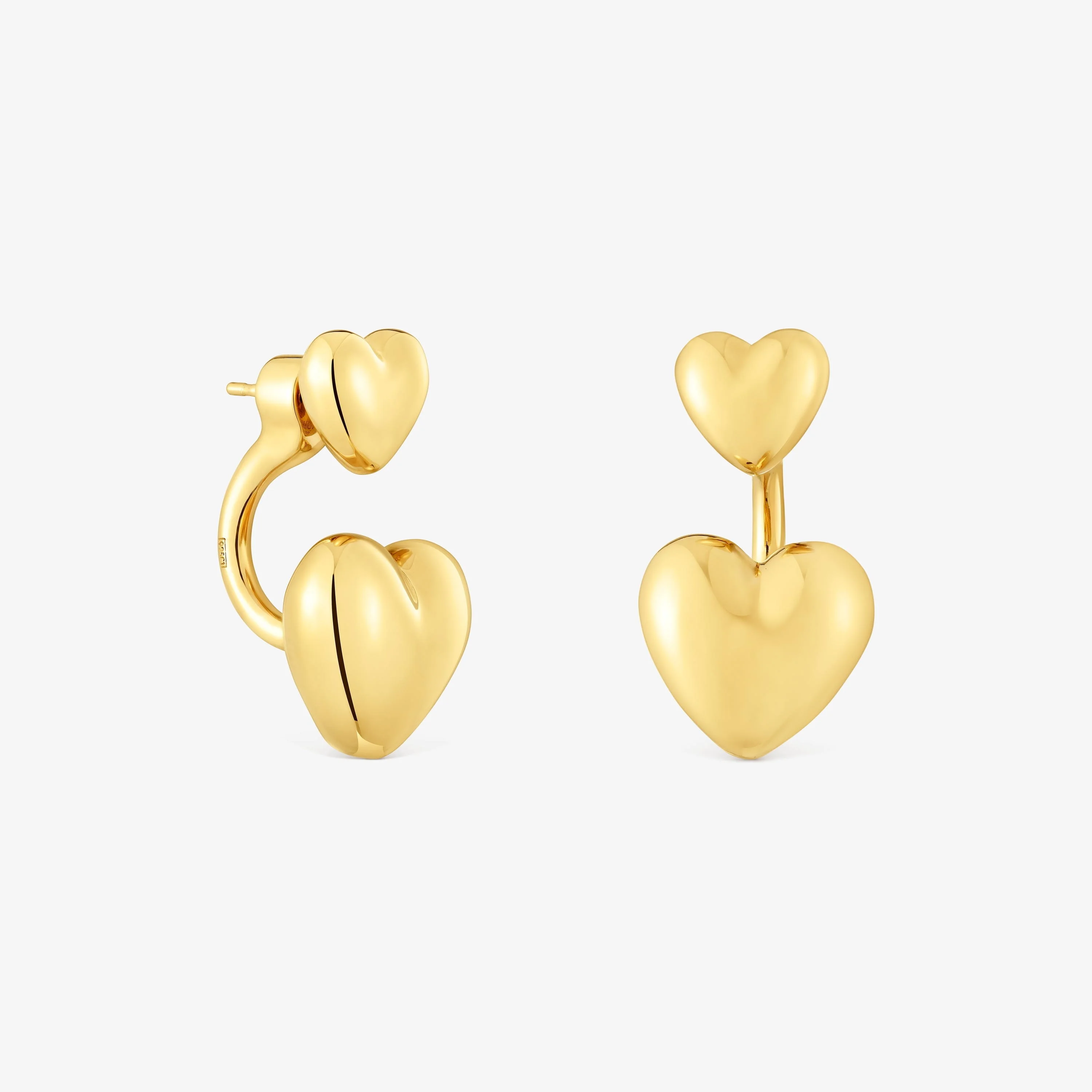 Short 18K gold vermeil Earrings with heart motif Garden of Love - 1