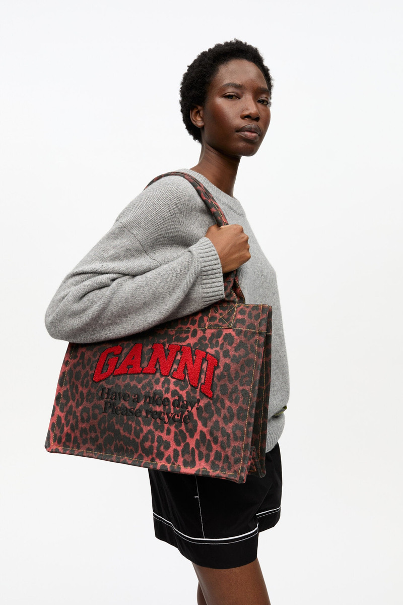 RED LEOPARD PRINT CANVAS TOTE BAG 3