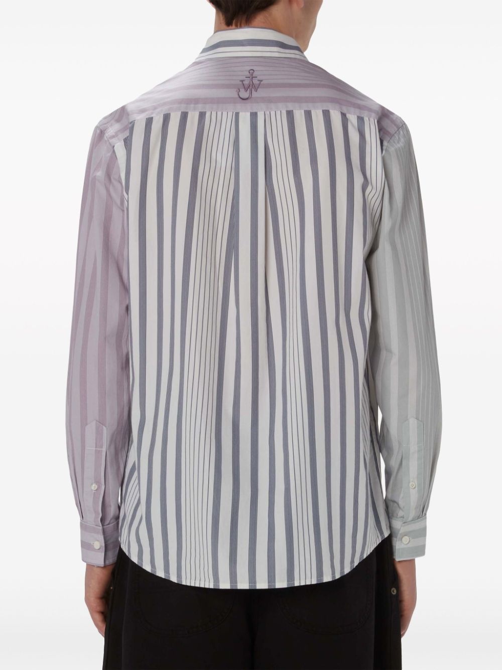panelled stripe-print shirt - 4