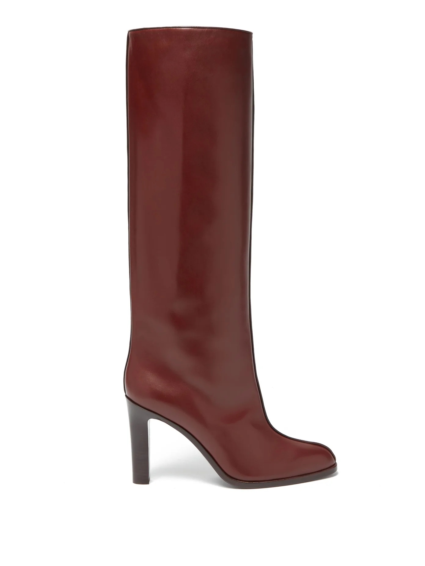 Piped knee-high leather boots - 1