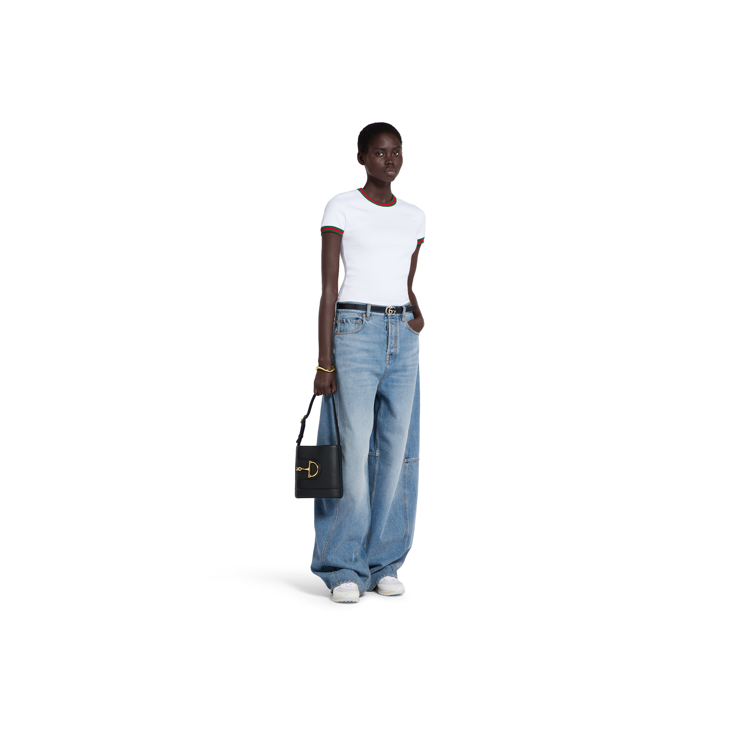 Cotton rib T-shirt with Web - 2