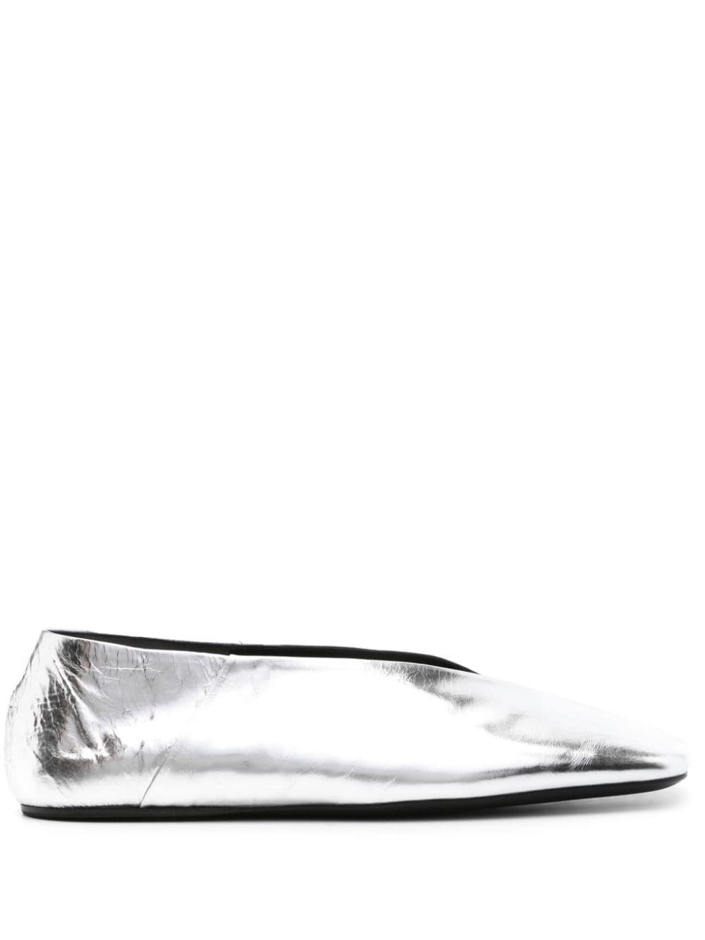 metallic leather ballerina shoes - 1