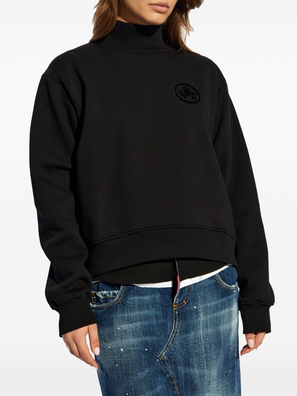 logo-embroidered high-neck sweatshirt - 3