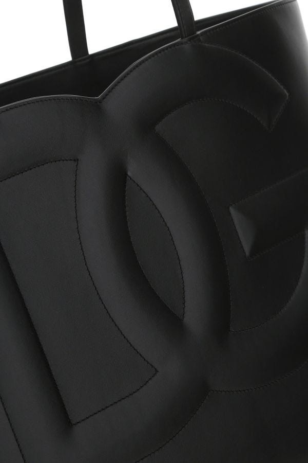 Black leather medium Logo shopping bag - 5