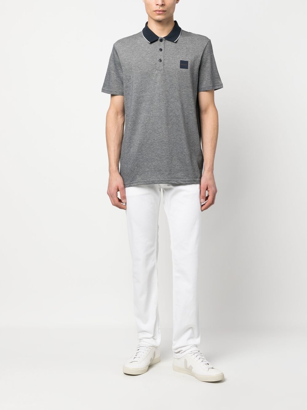 chest logo-patch polo shirt - 2