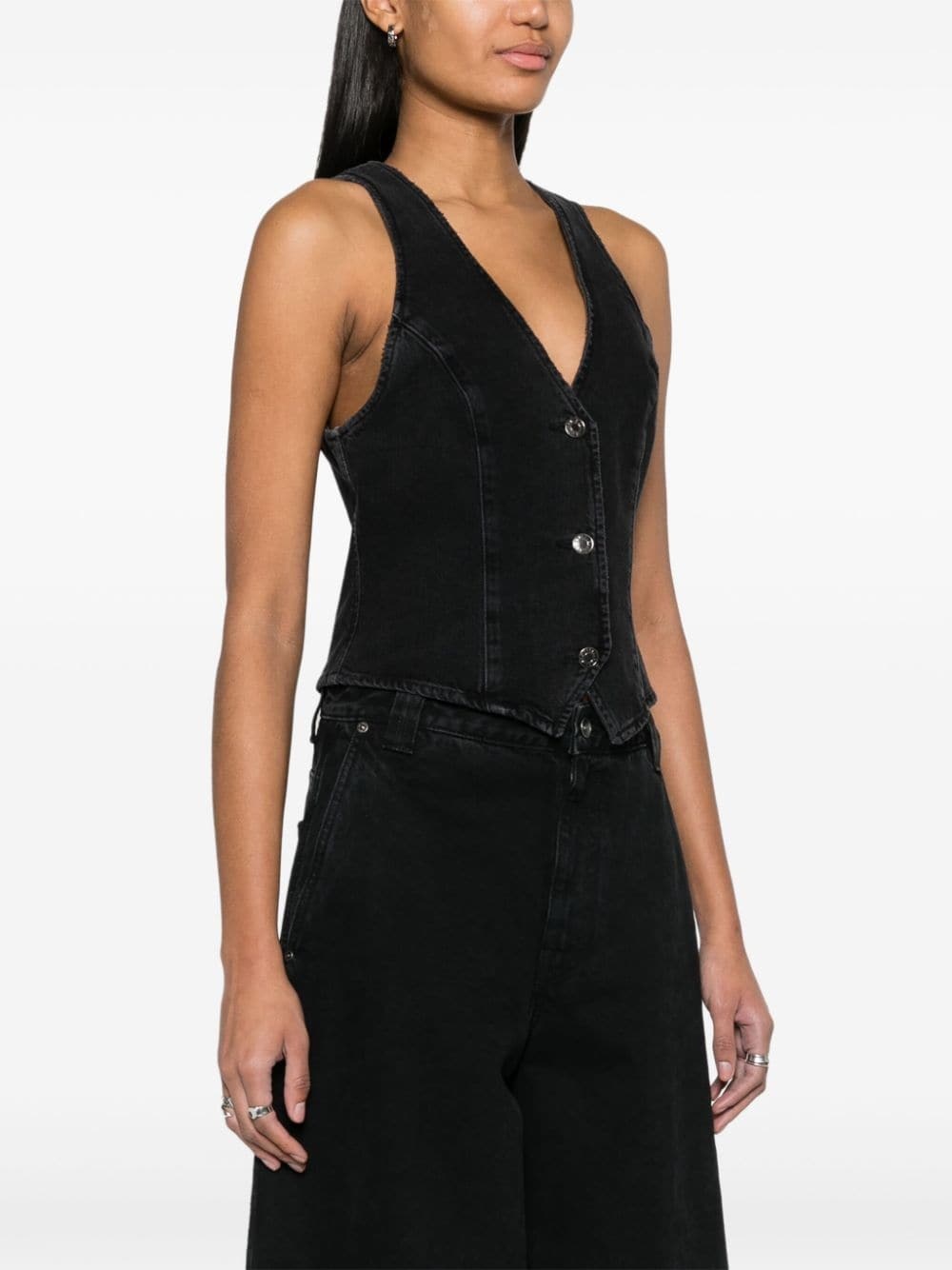 Heller button-up denim waistcoat - 3
