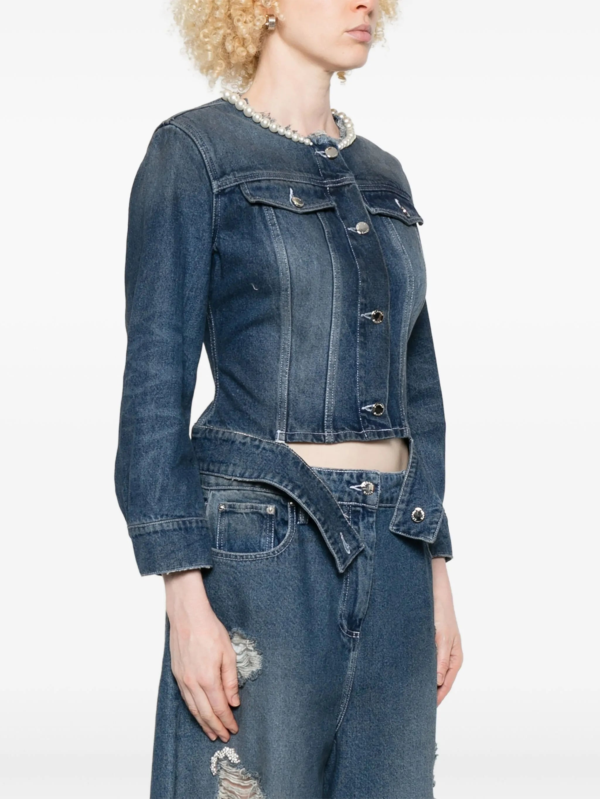 Simone Rocha Pearl-embellished Denim Jacket - 5