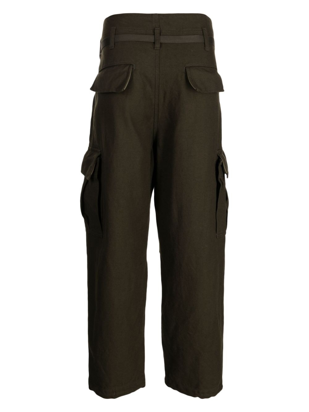 cargo-pocket cotton-blend wide-leg trousers - 2